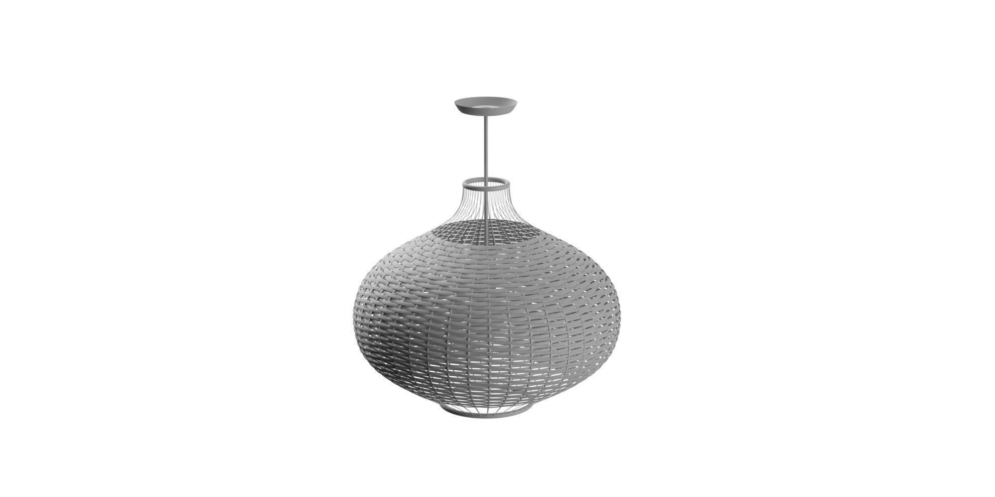Rattan Single Globe Pendant 3D model_4