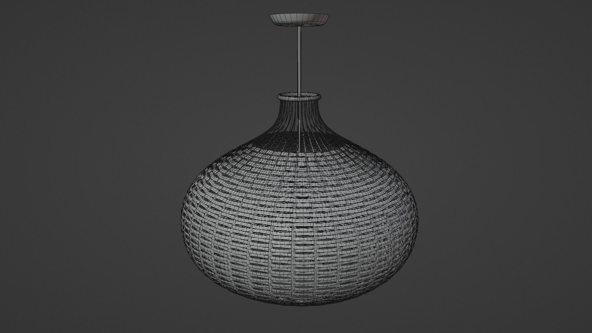 Rattan Single Globe Pendant 3D model_6