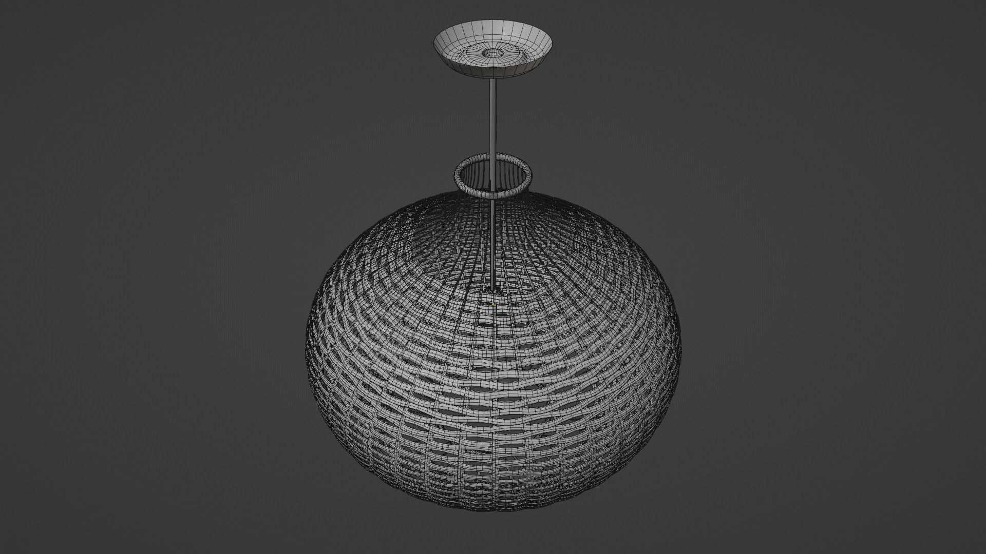 Rattan Single Globe Pendant 3D model_5