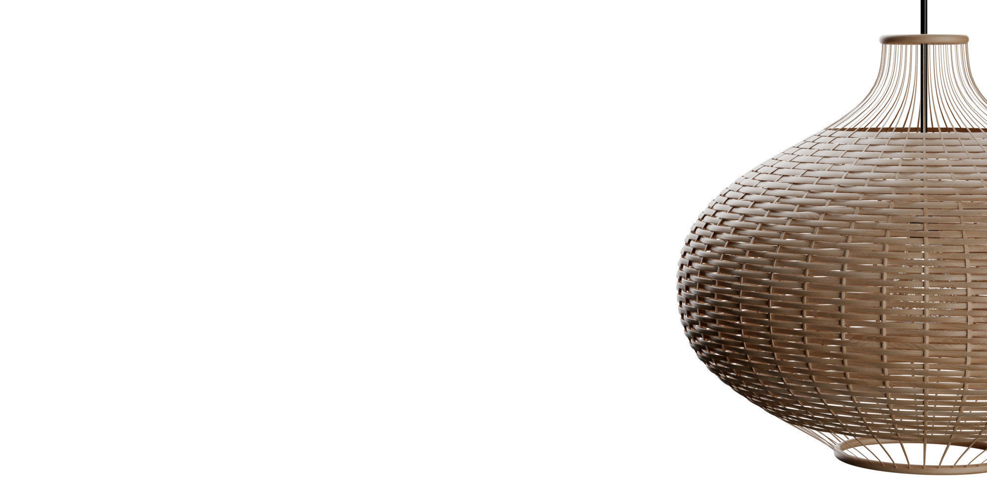 Rattan Single Globe Pendant 3D model_2