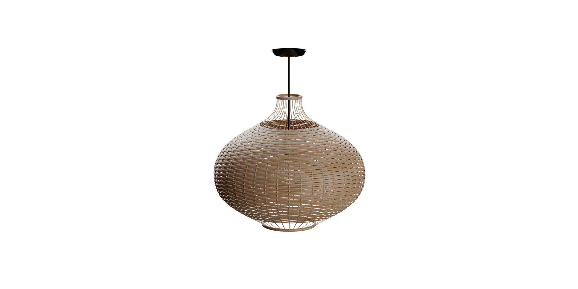Rattan Single Globe Pendant 3D model_1