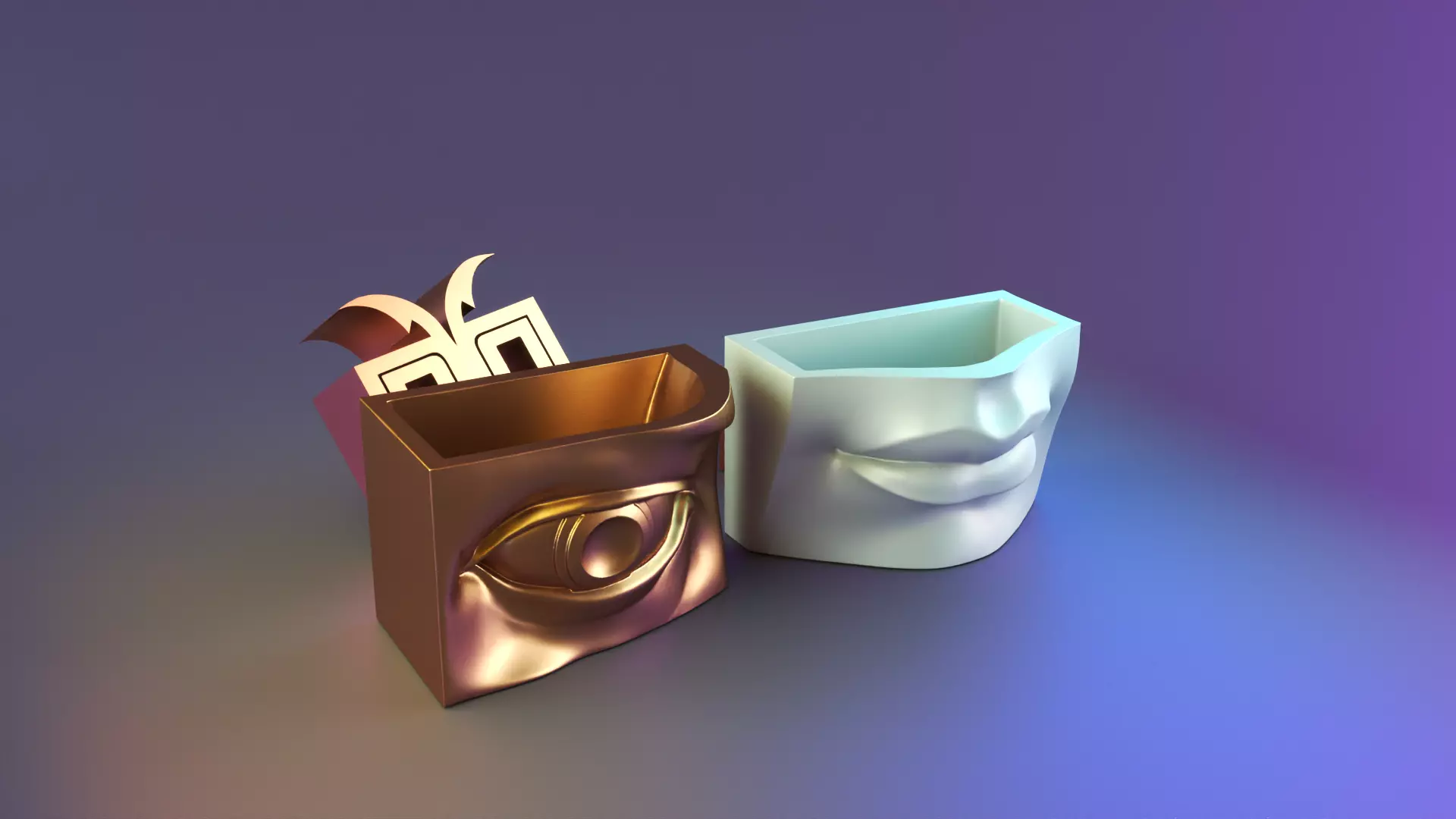 david lip and eye pencil case 3D print model_0