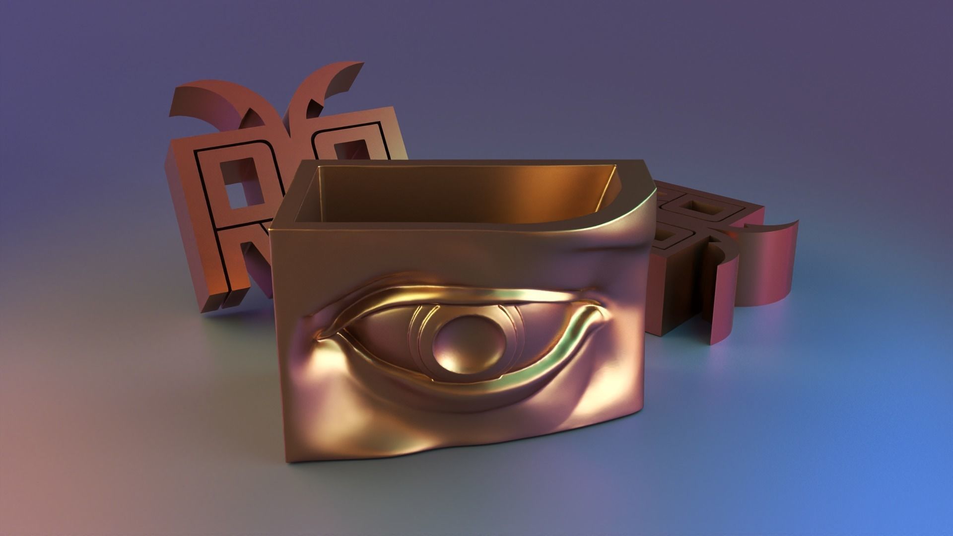 david lip and eye pencil case 3D print model_8