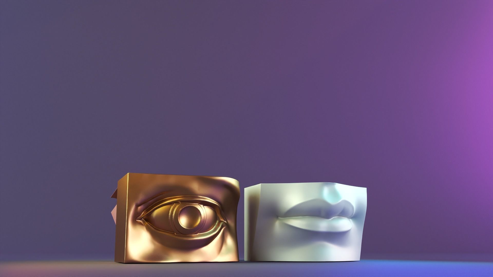 david lip and eye pencil case 3D print model_9