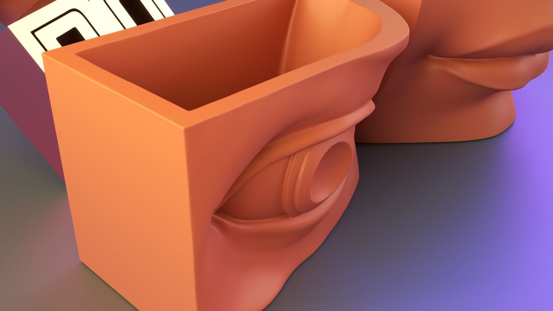 david lip and eye pencil case 3D print model_5