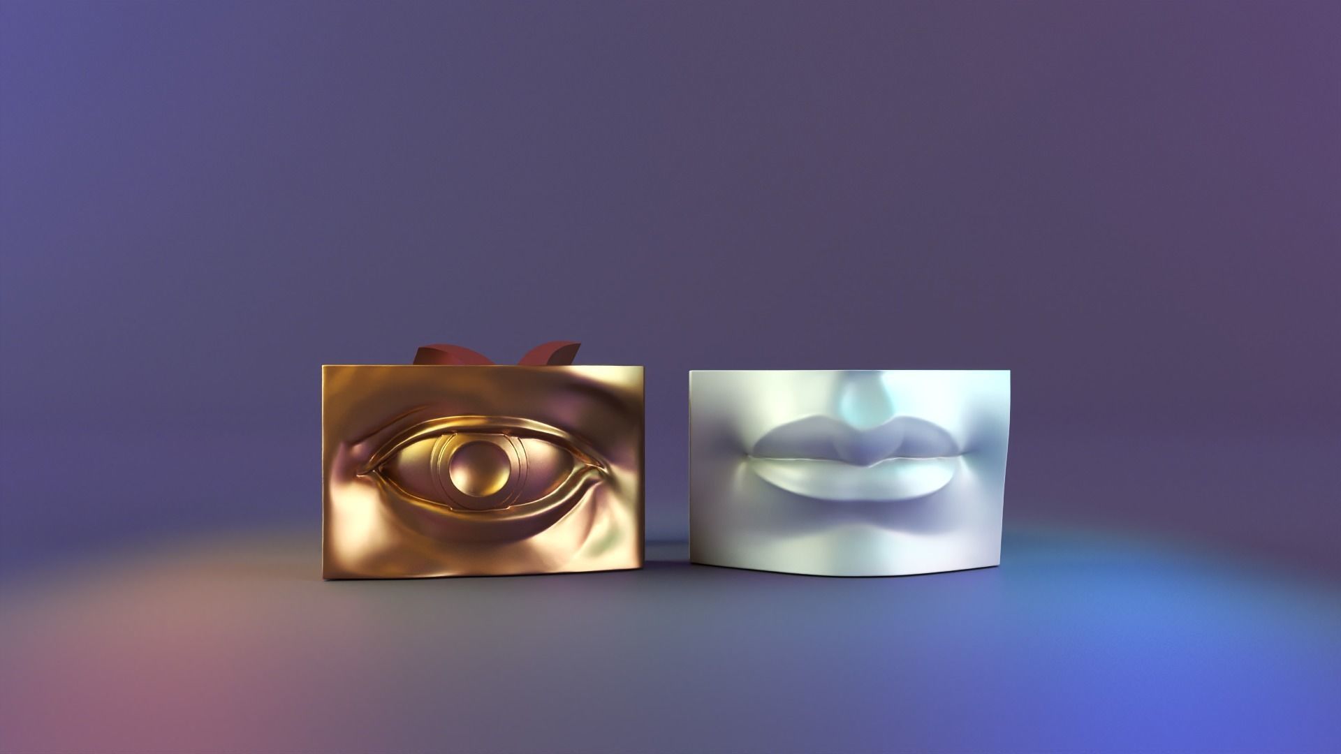 david lip and eye pencil case 3D print model_4