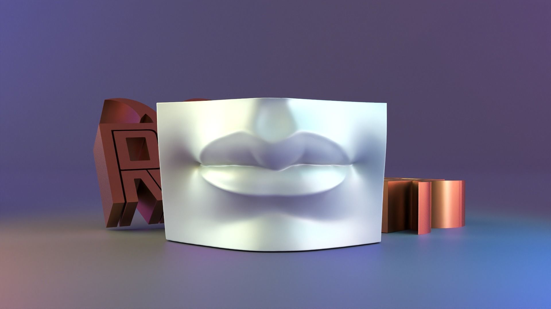 david lip and eye pencil case 3D print model_7