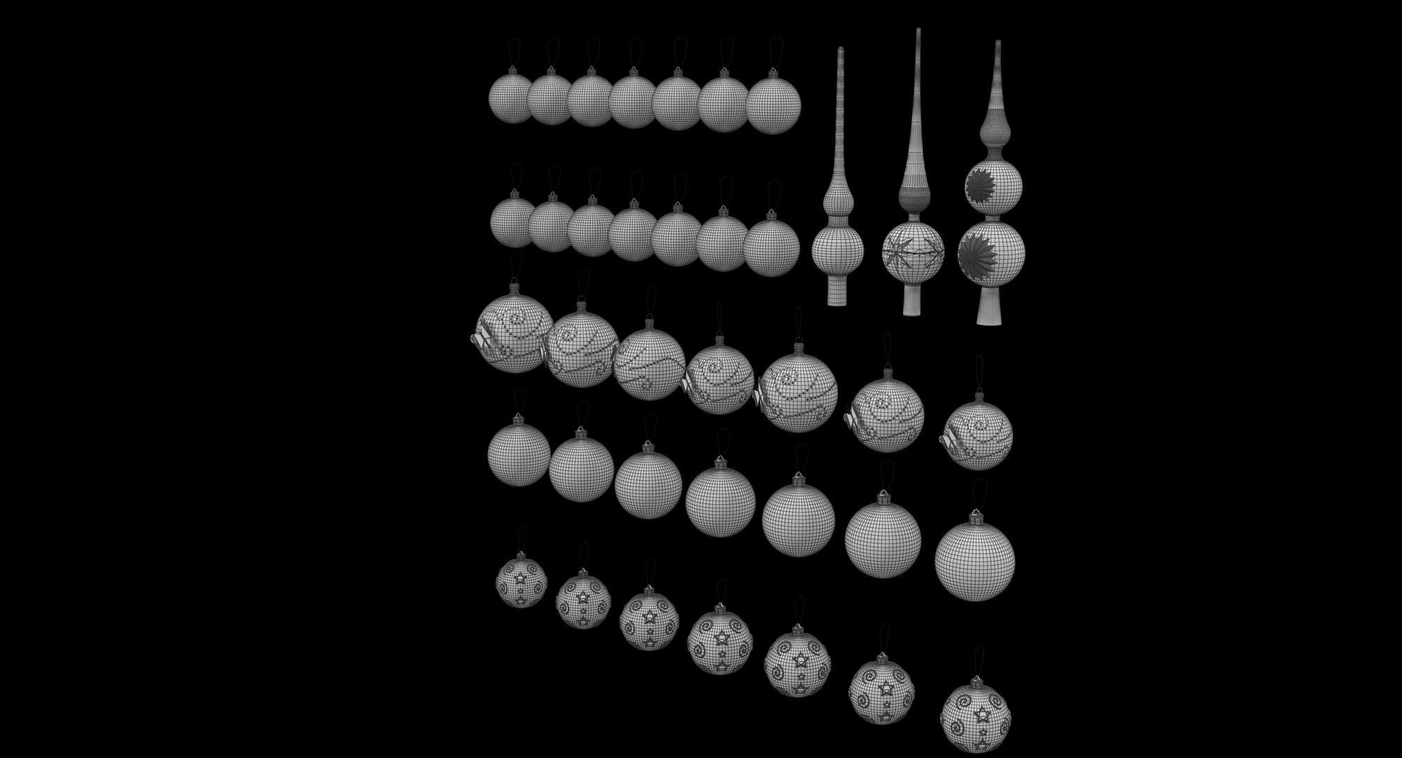Christmas Balls Low-poly 3D model_10