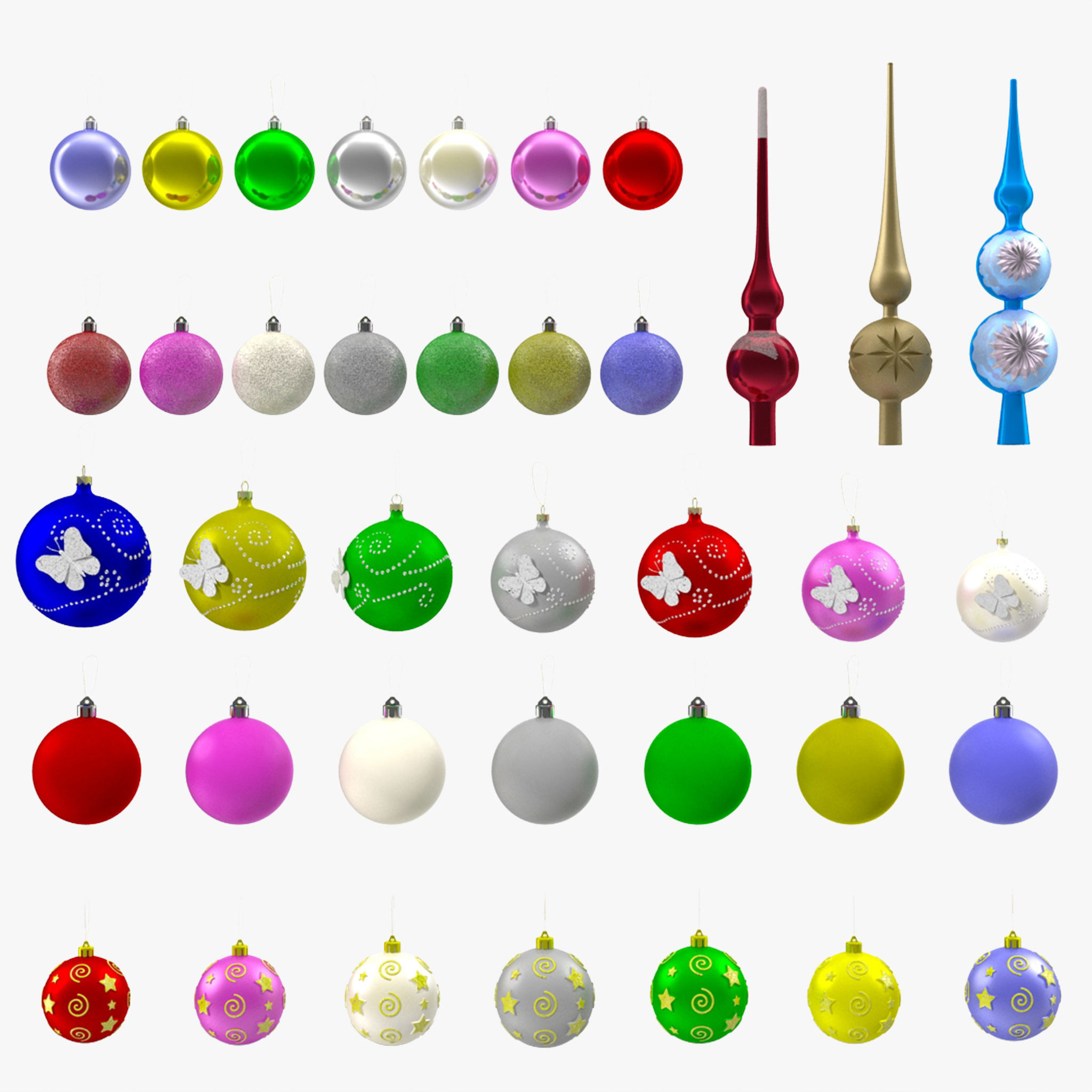Christmas Balls Low-poly 3D model_17