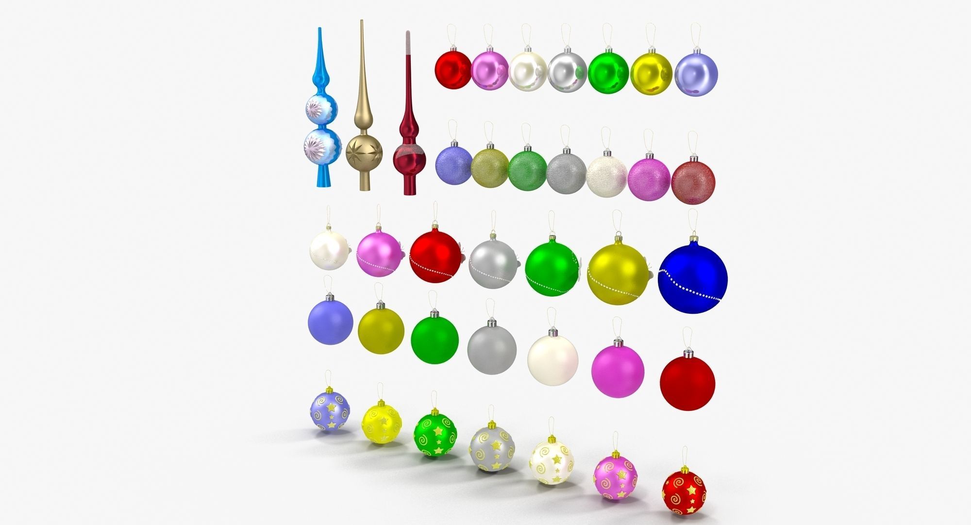 Christmas Balls Low-poly 3D model_3