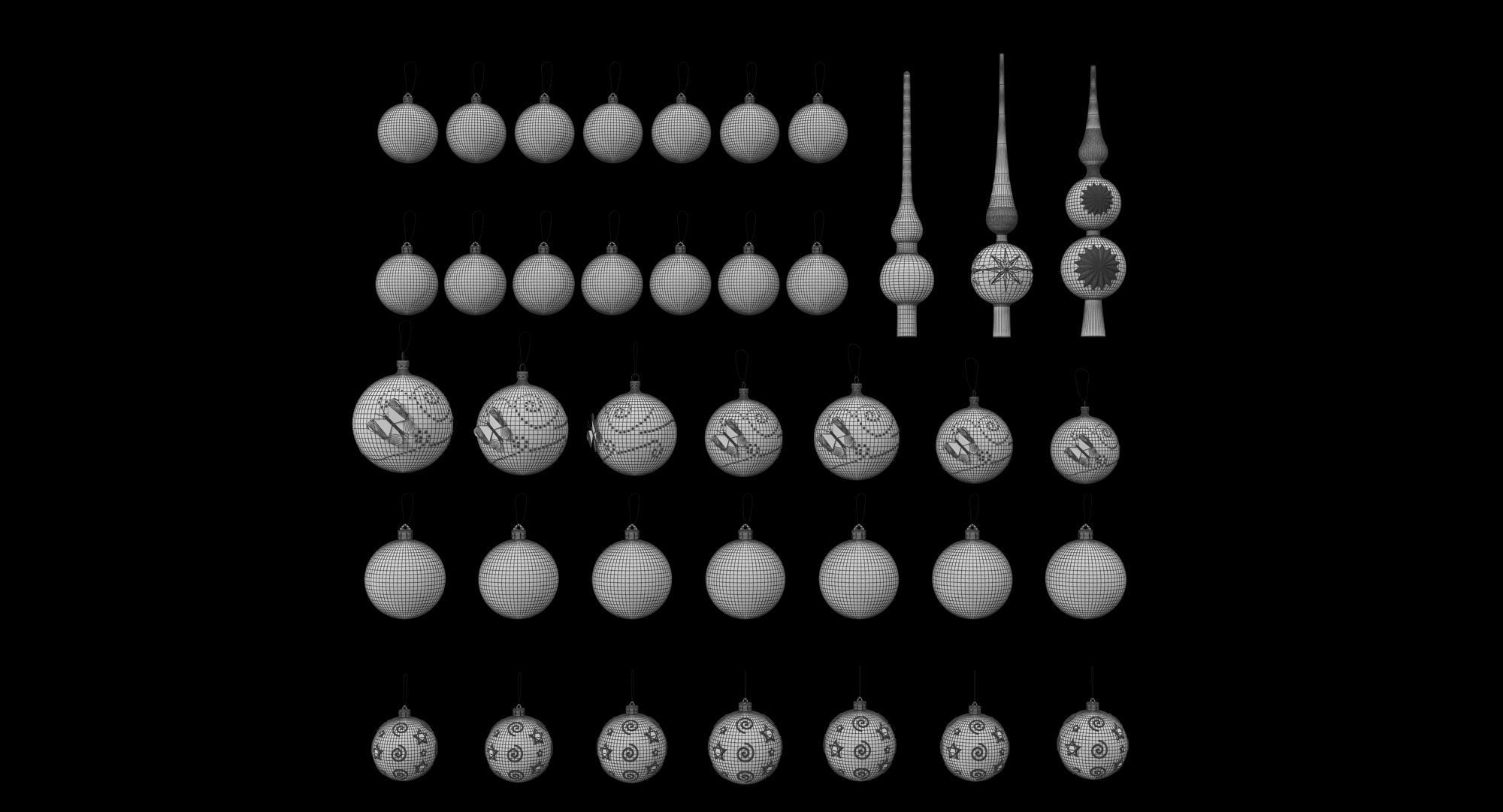 Christmas Balls Low-poly 3D model_9