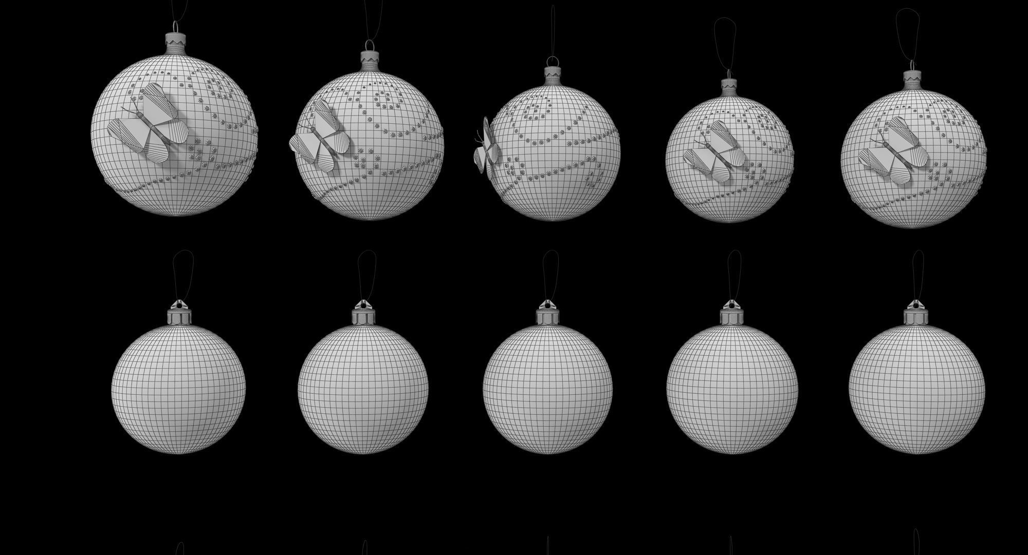 Christmas Balls Low-poly 3D model_12