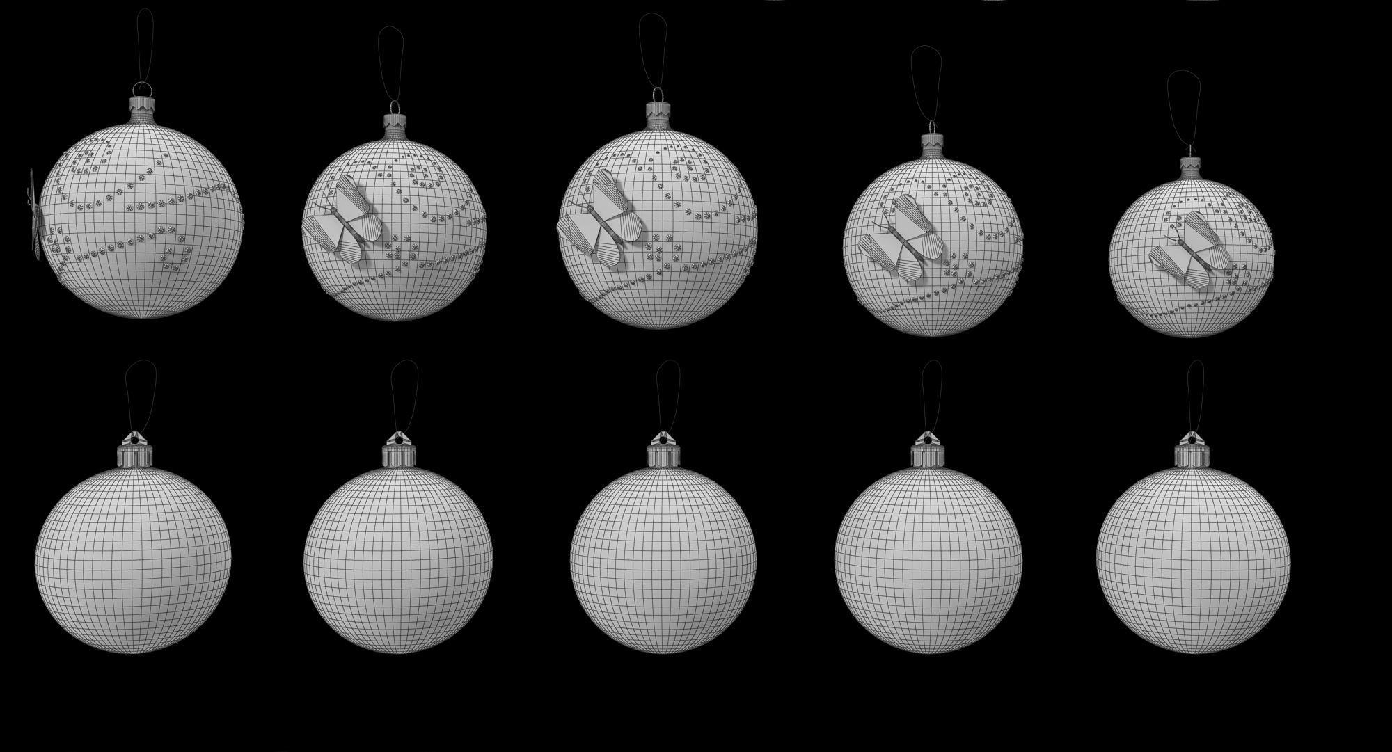 Christmas Balls Low-poly 3D model_14
