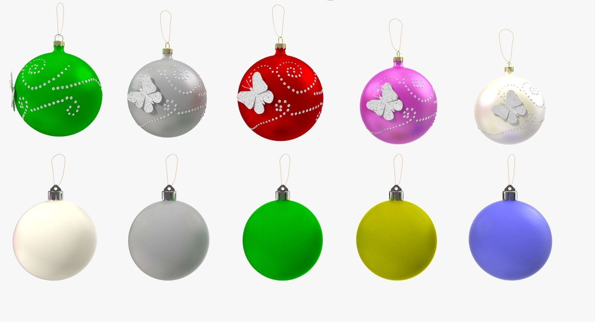 Christmas Balls Low-poly 3D model_6