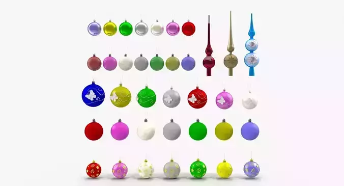 Christmas Balls Low-poly 3D model