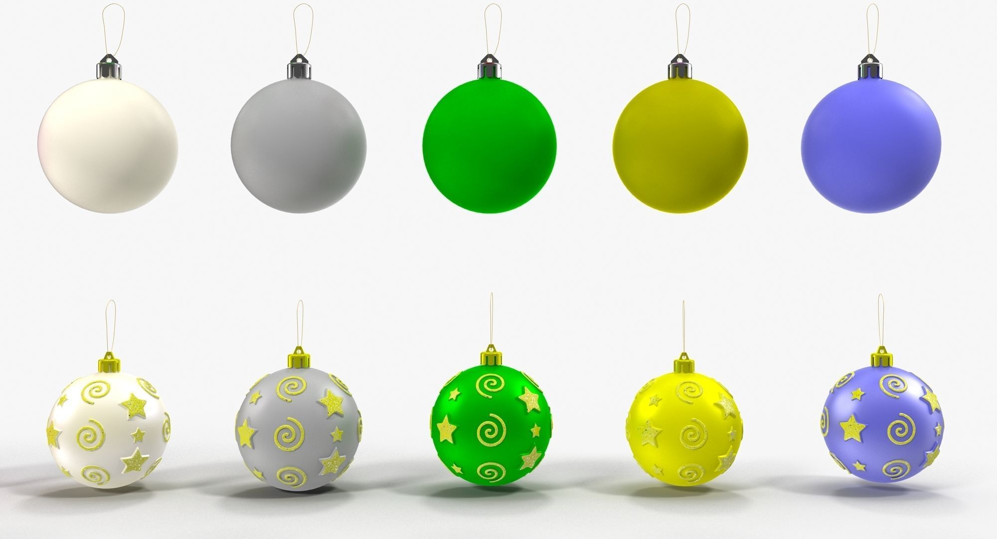 Christmas Balls Low-poly 3D model_5