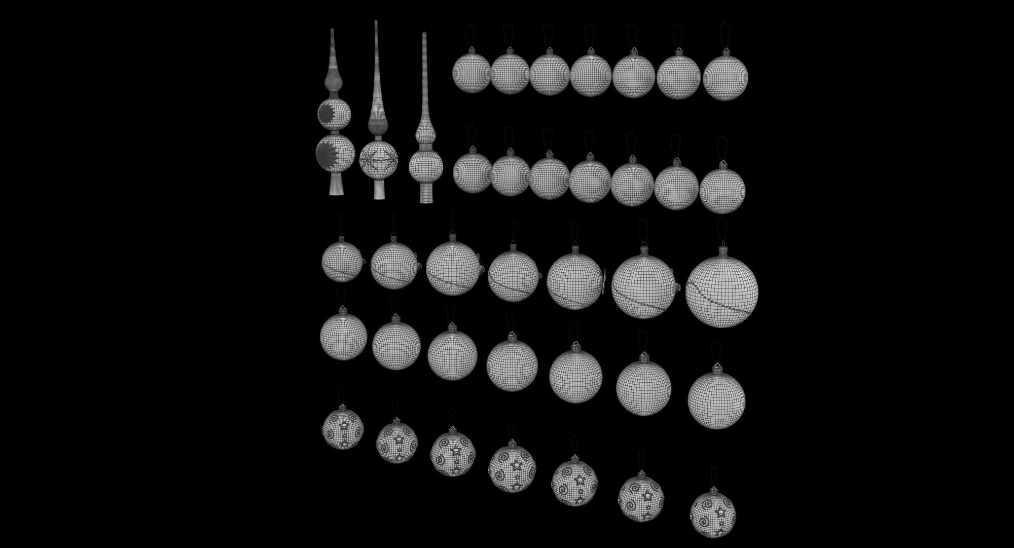 Christmas Balls Low-poly 3D model_11