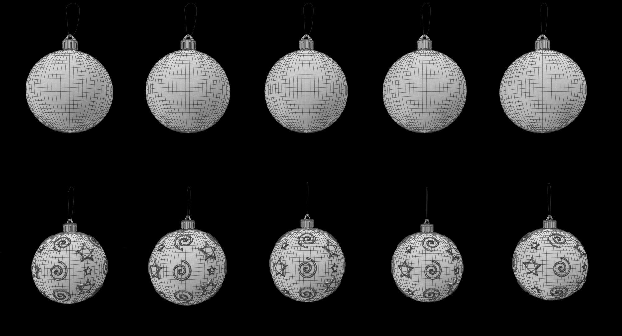 Christmas Balls Low-poly 3D model_13
