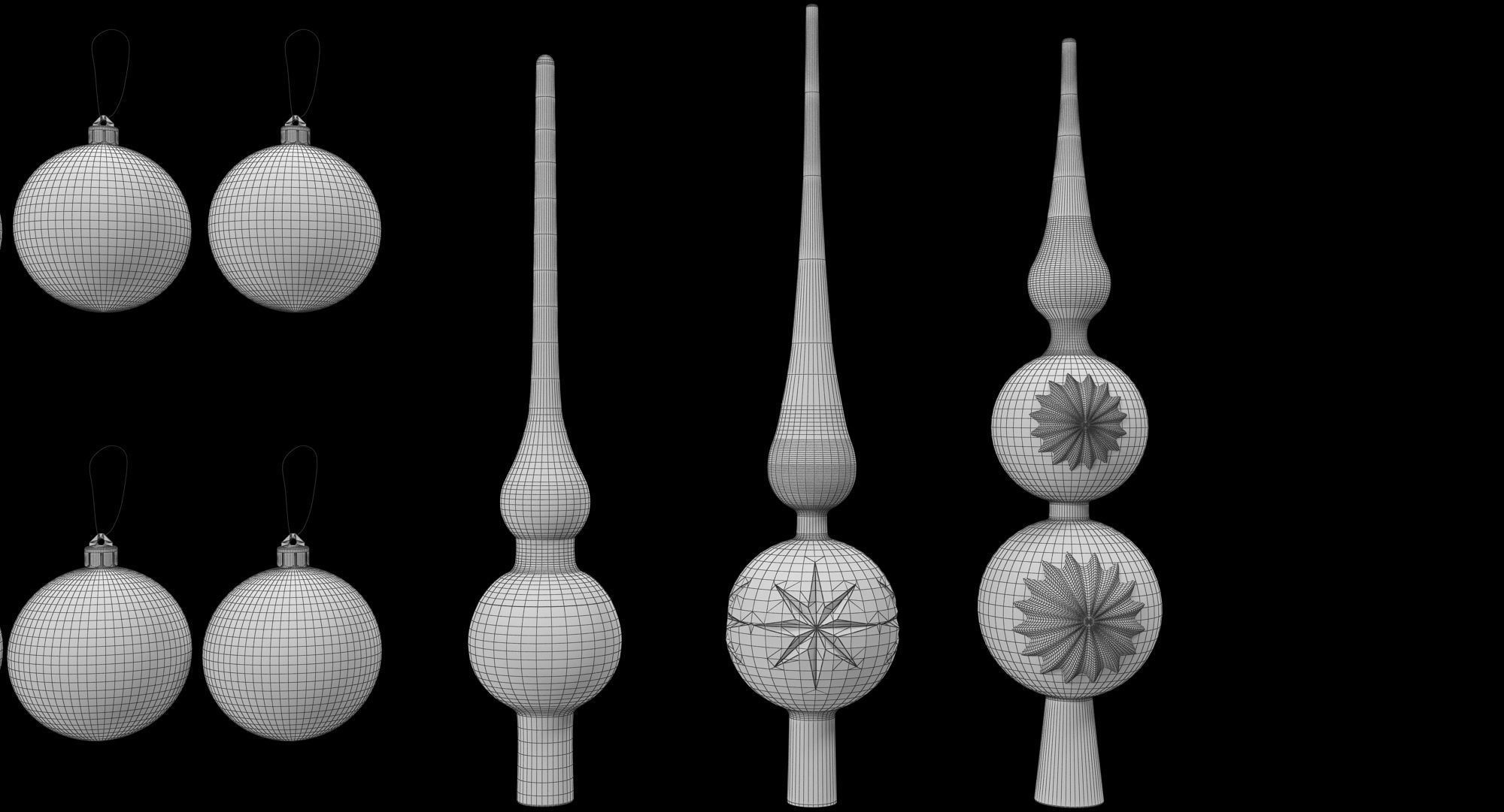 Christmas Balls Low-poly 3D model_16