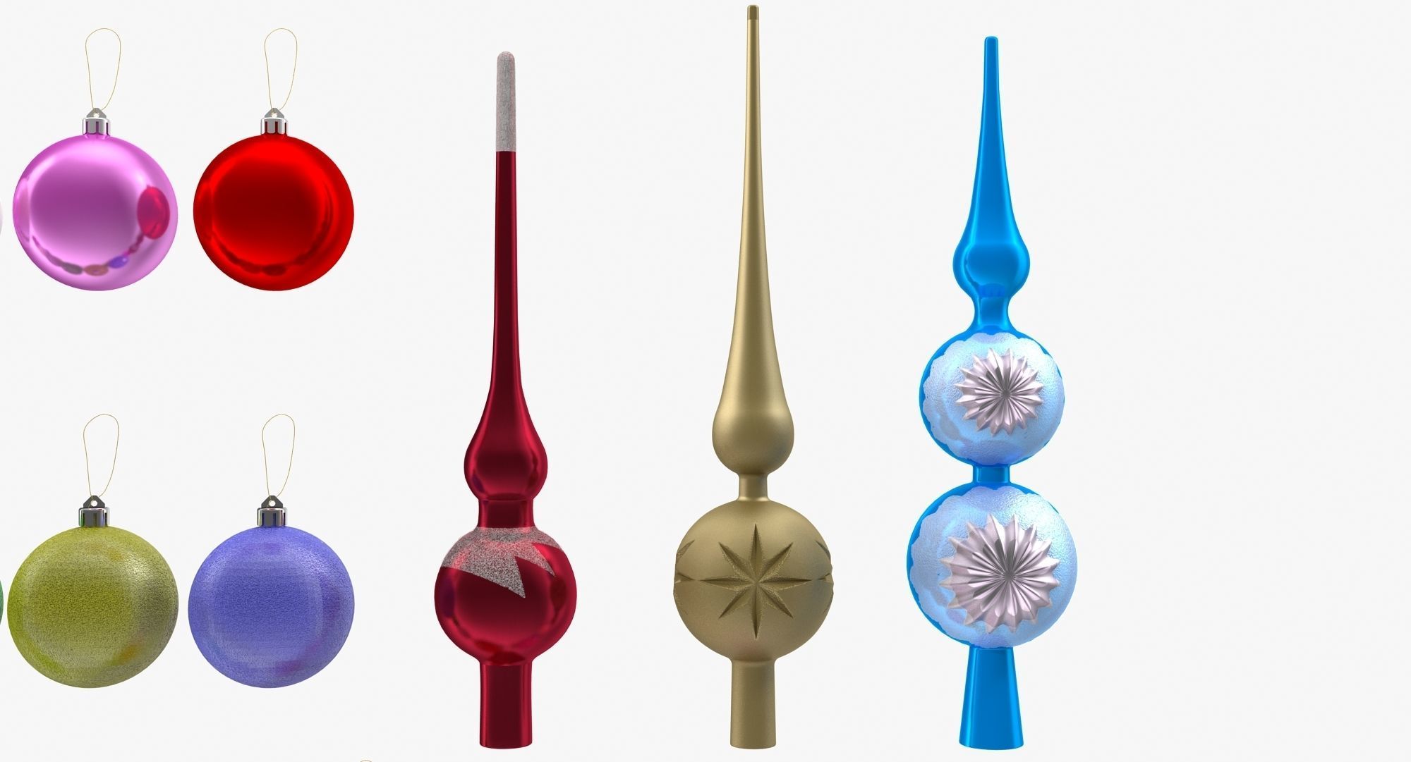 Christmas Balls Low-poly 3D model_8