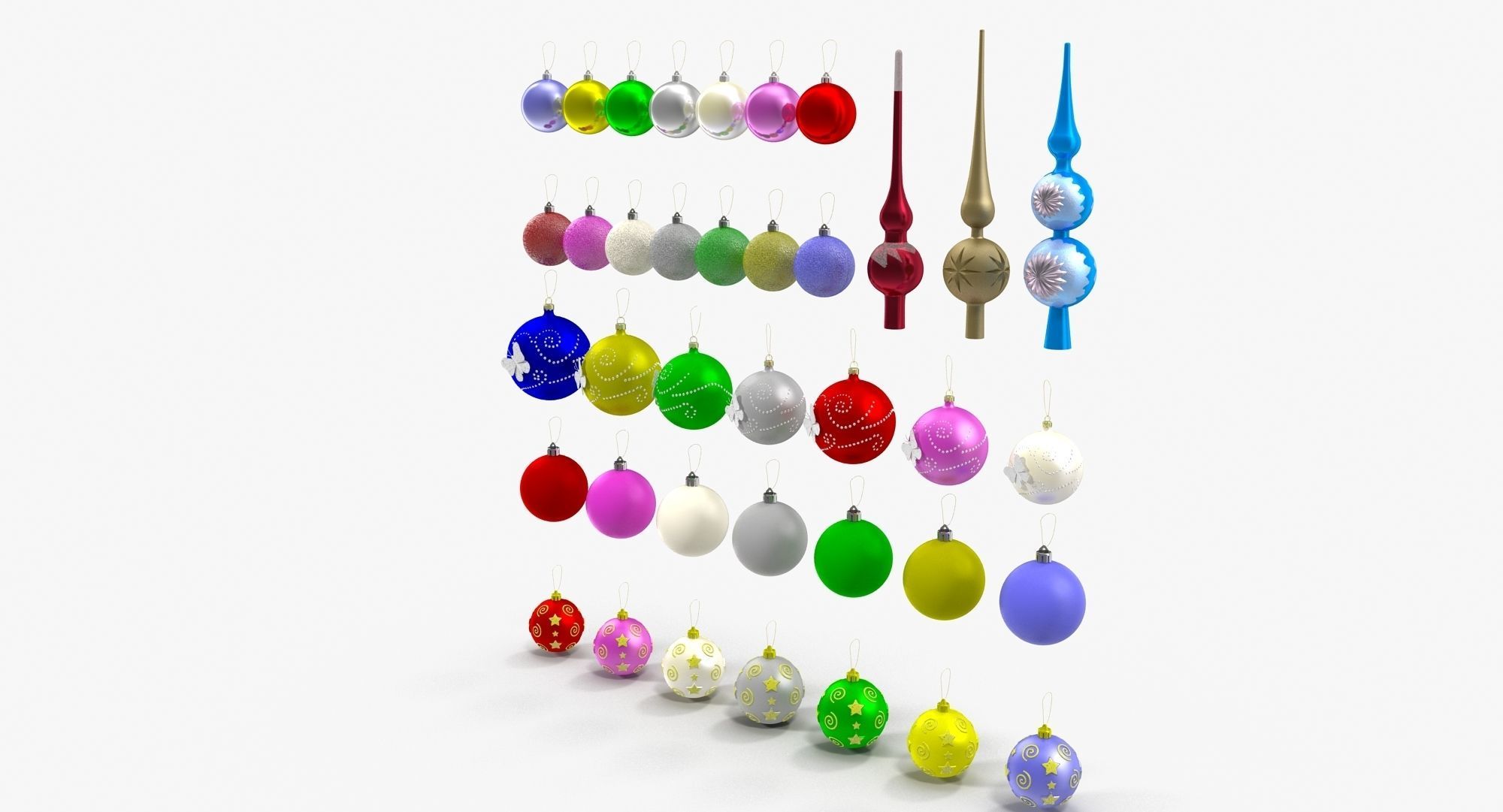 Christmas Balls Low-poly 3D model_2
