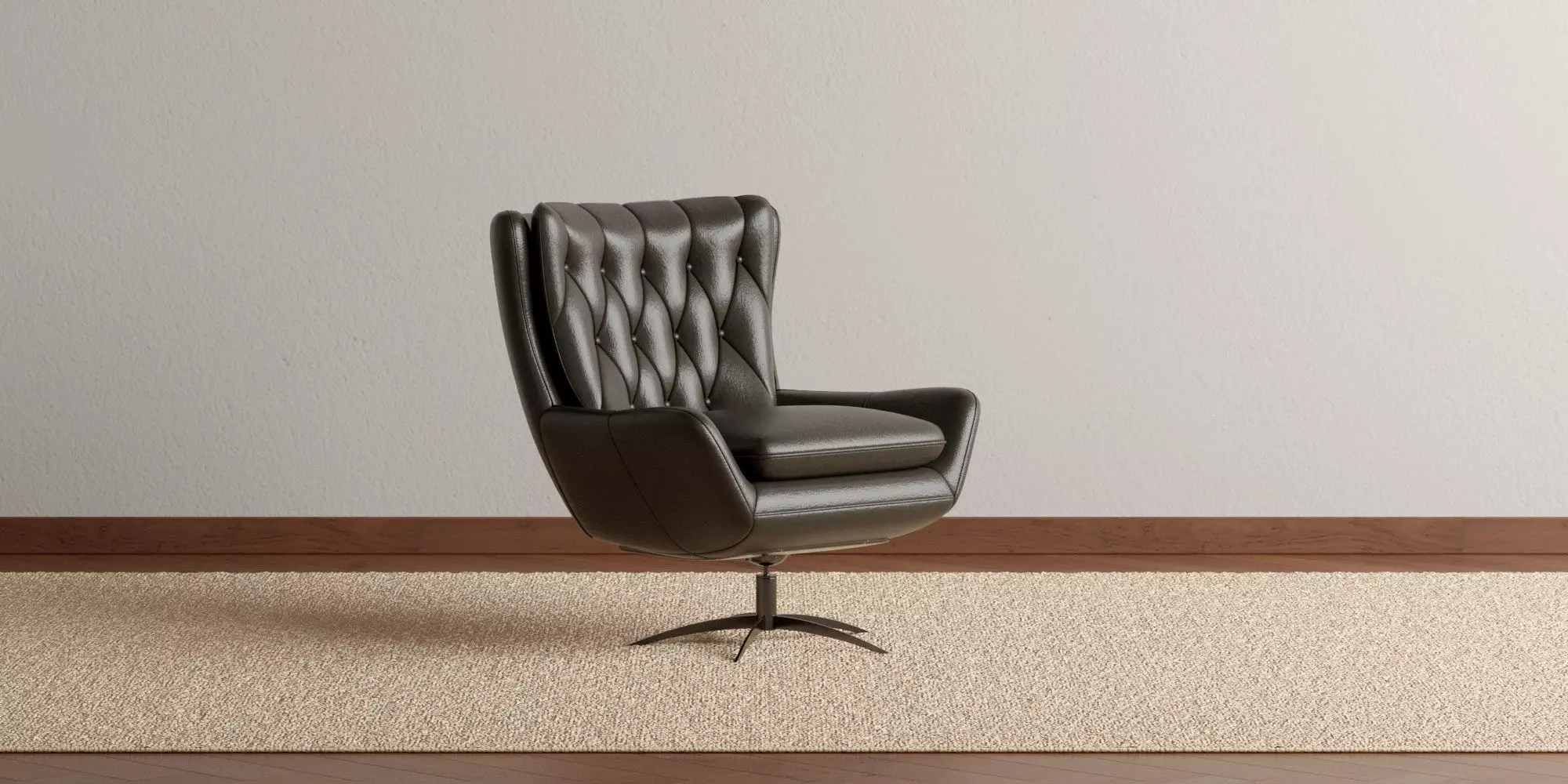 Welsh Tufted Leather Swivel Arm Chair 3D model