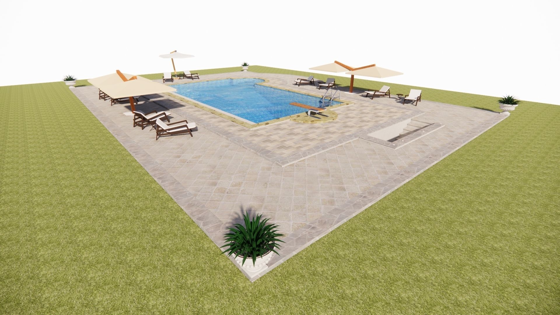 Swimming pool 3D model_5