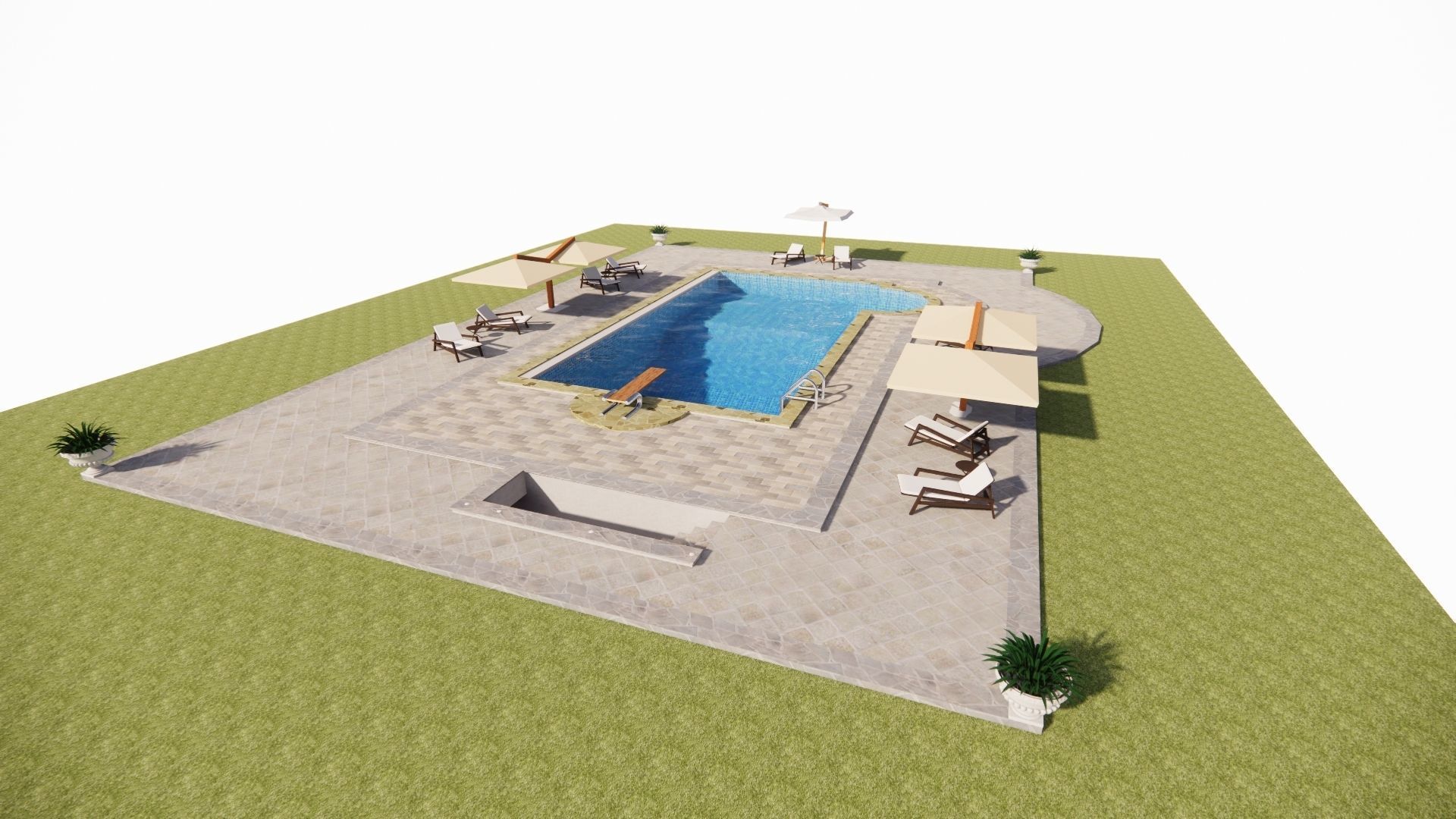 Swimming pool 3D model_2