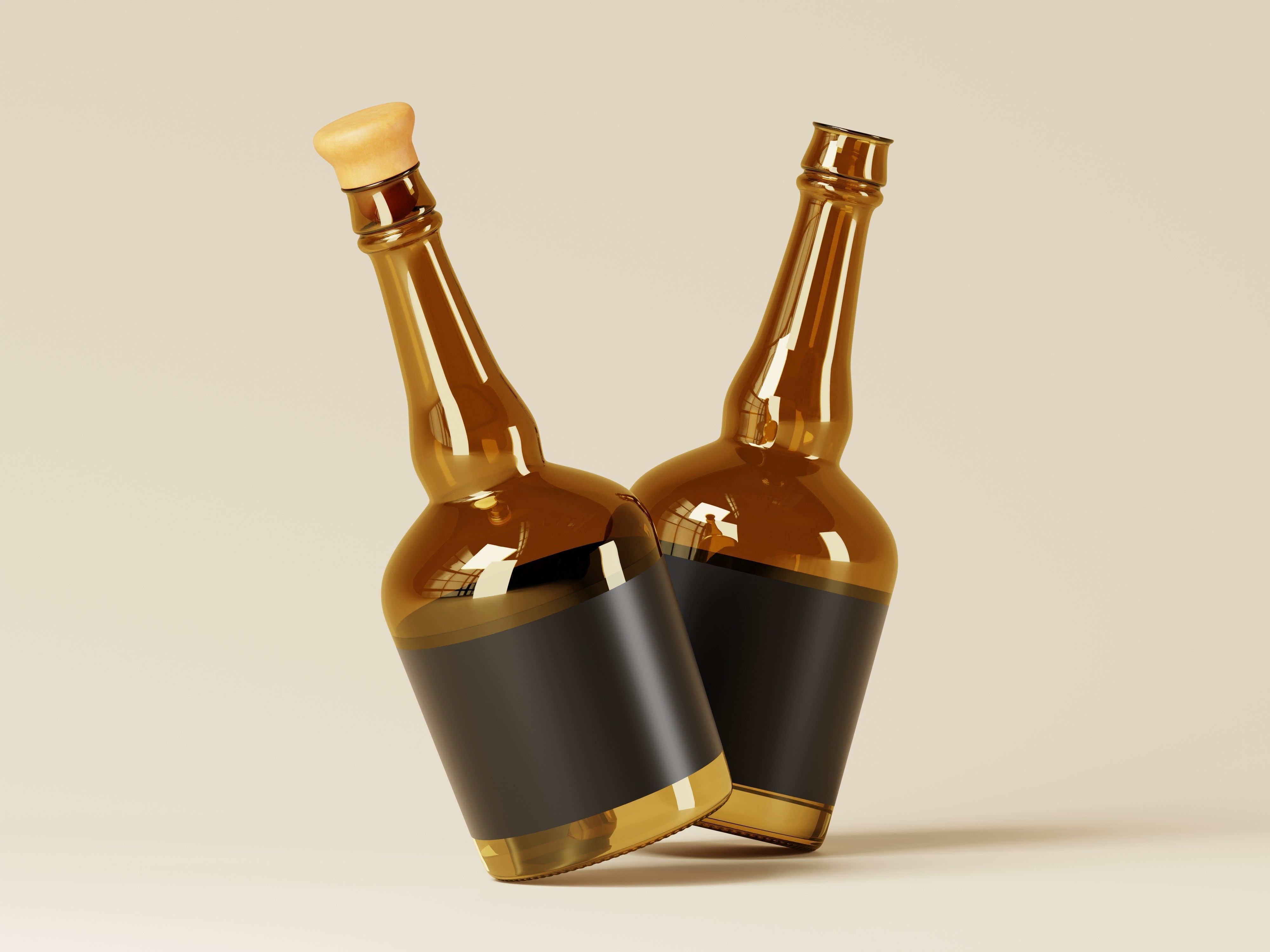 Whiskey Glass Bottle 3D Model Low-poly 3D model_8