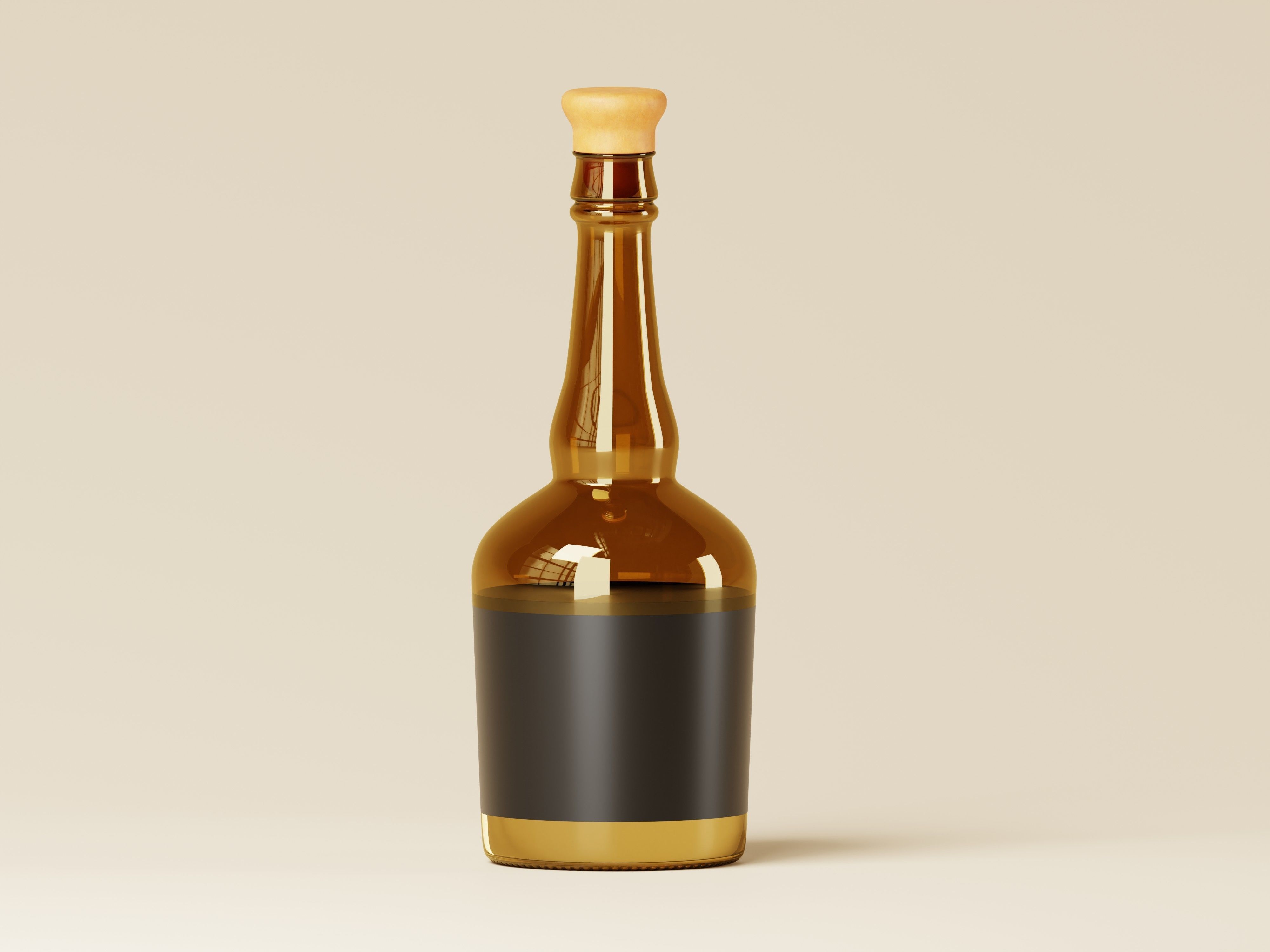 Whiskey Glass Bottle 3D Model Low-poly 3D model_1