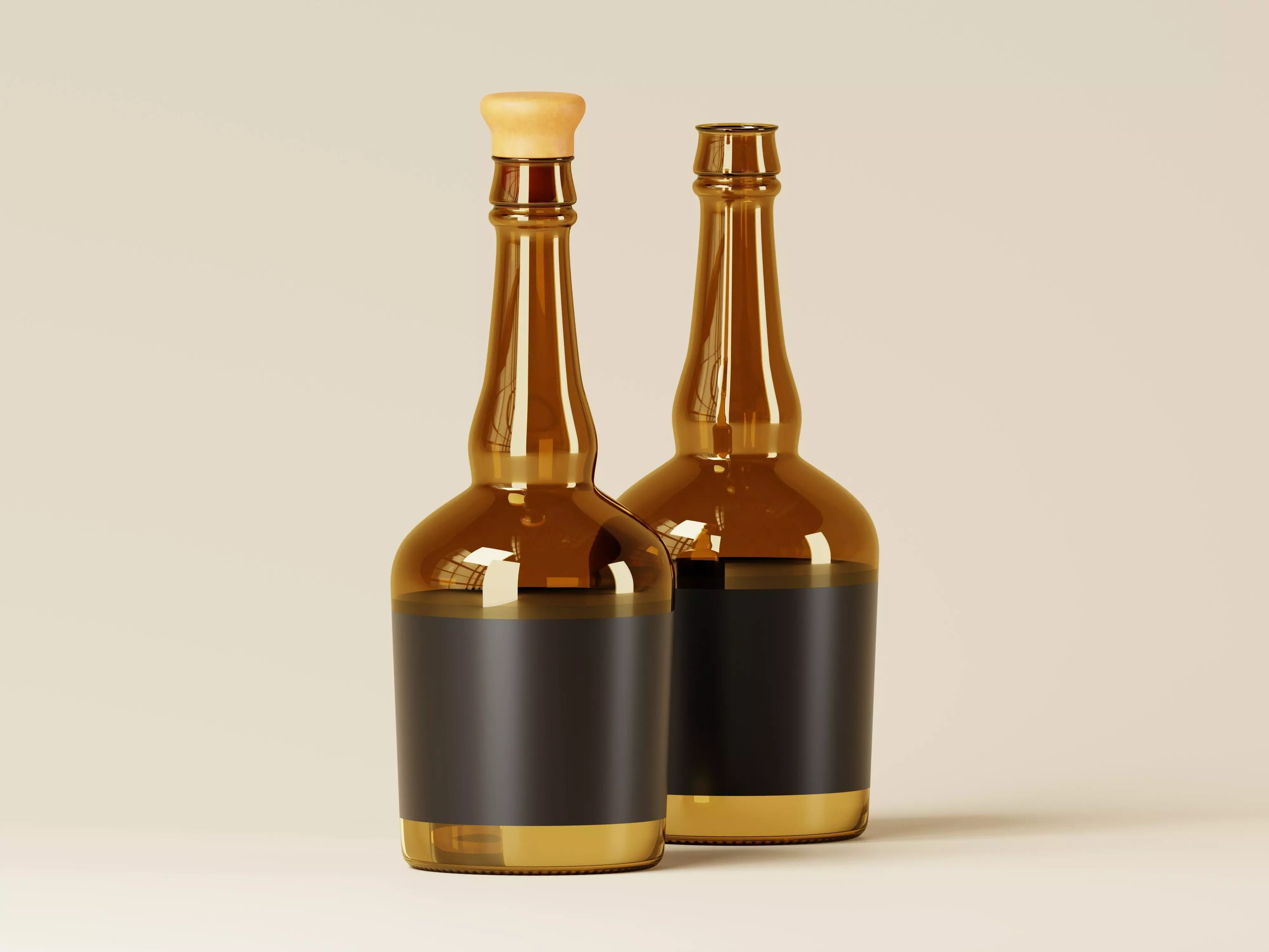 Whiskey Glass Bottle 3D Model Low-poly 3D model_0