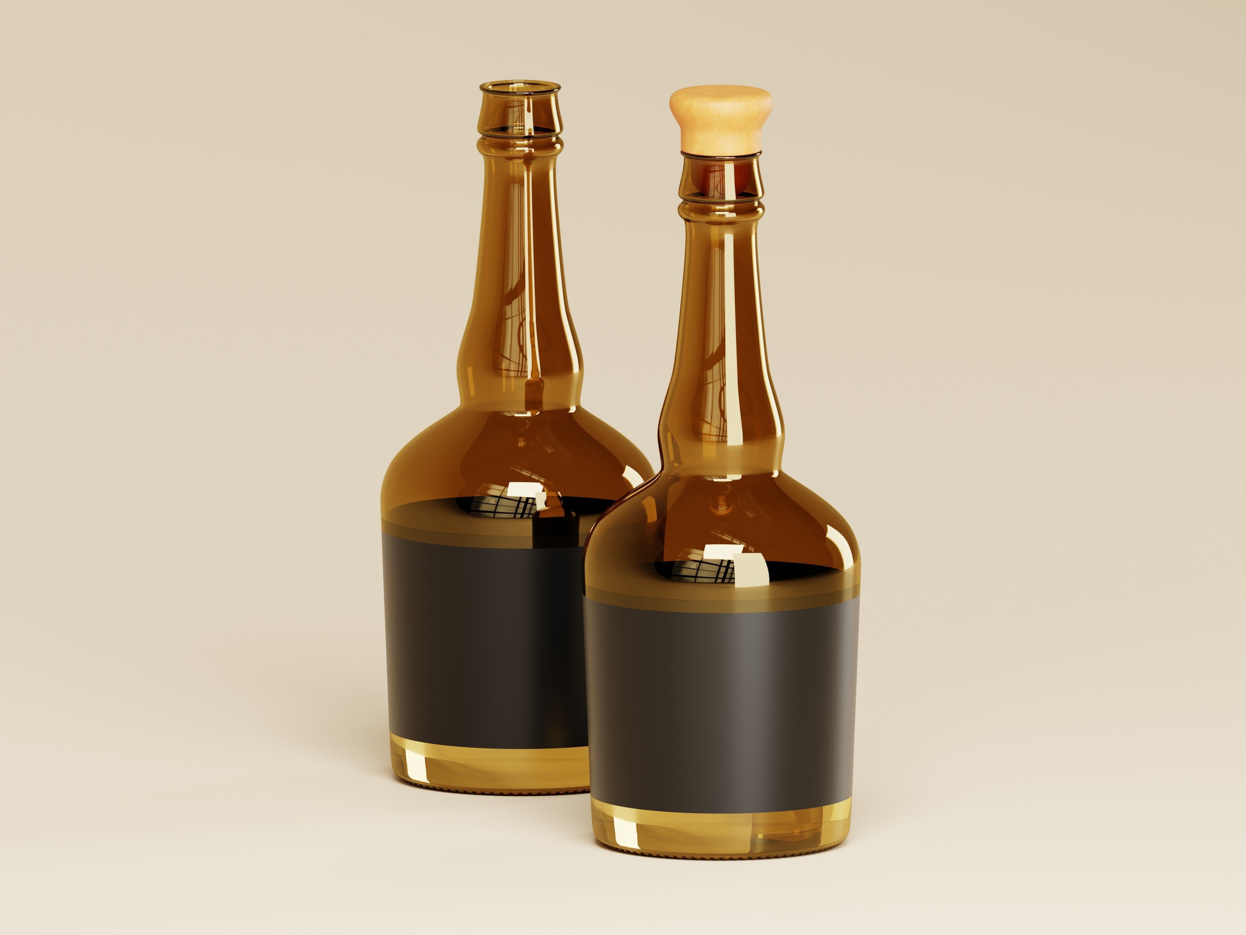 Whiskey Glass Bottle 3D Model Low-poly 3D model_5