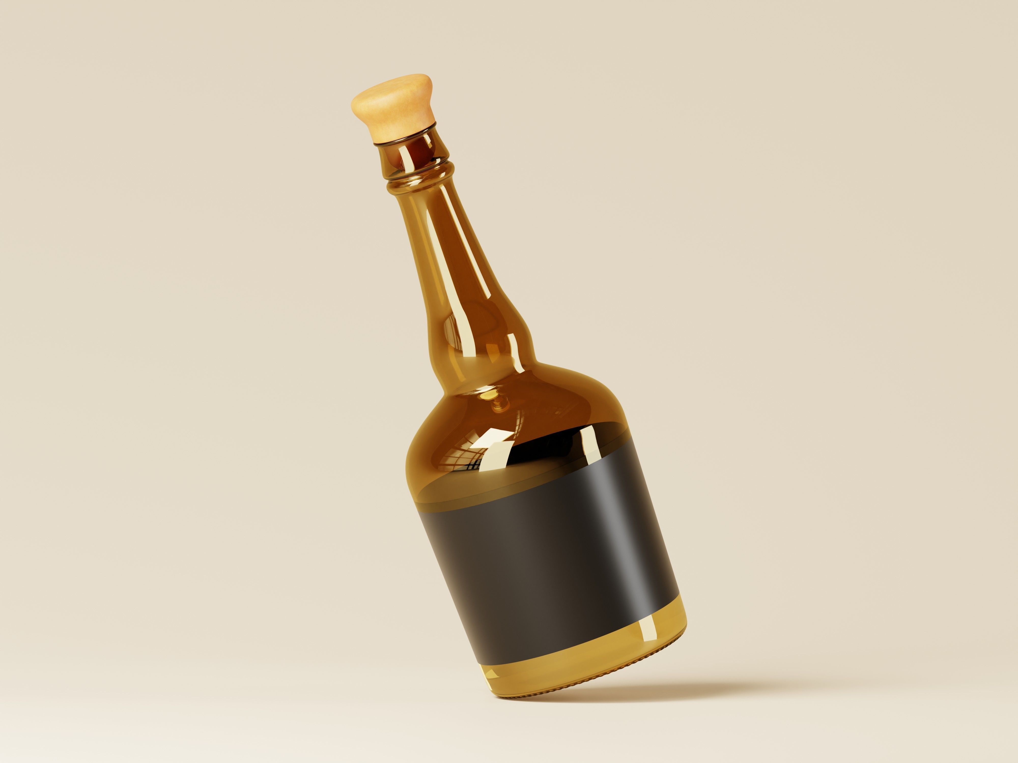 Whiskey Glass Bottle 3D Model Low-poly 3D model_6