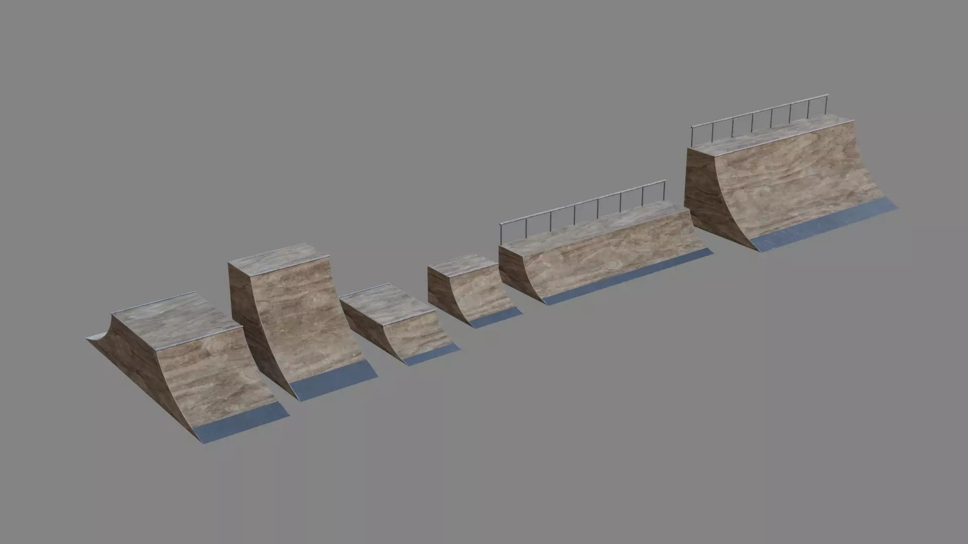 Quarter Pipes Low-poly 3D model