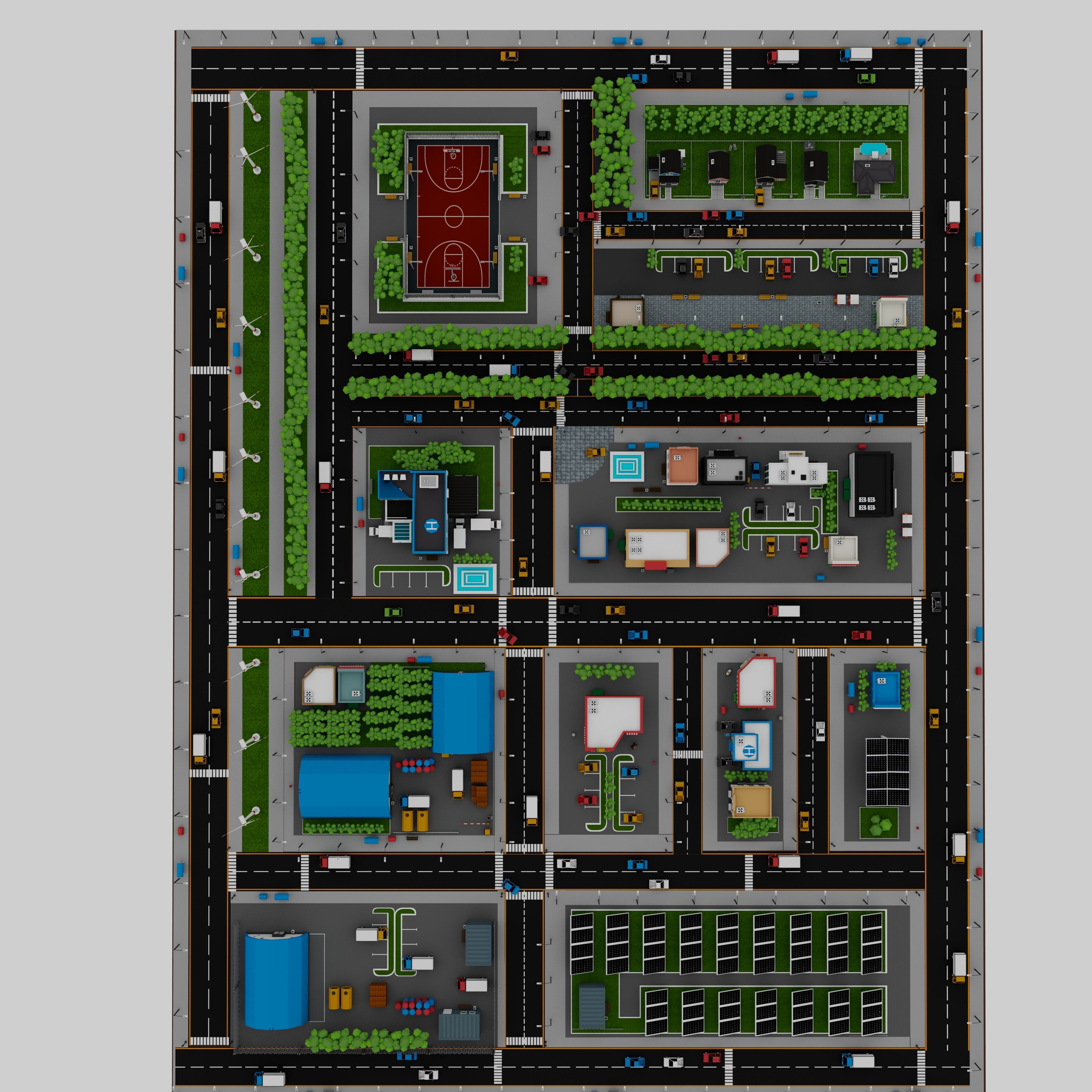 360 Low Poly Cartoon City Models Low-poly 3D model_13