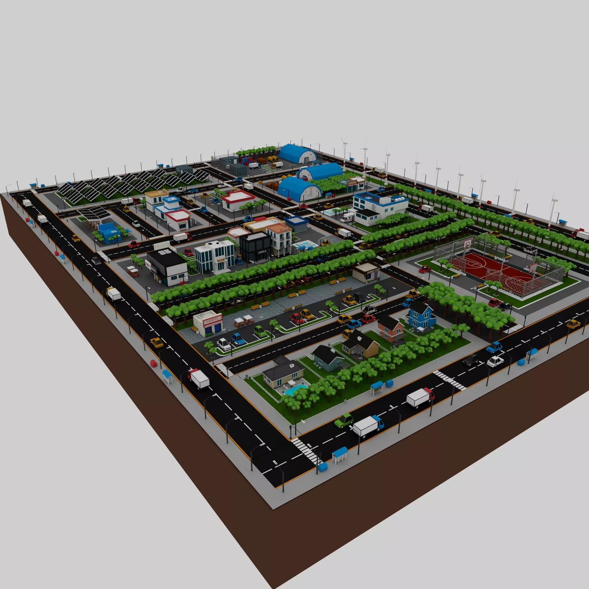 360 Low Poly Cartoon City Models Low-poly 3D model_0