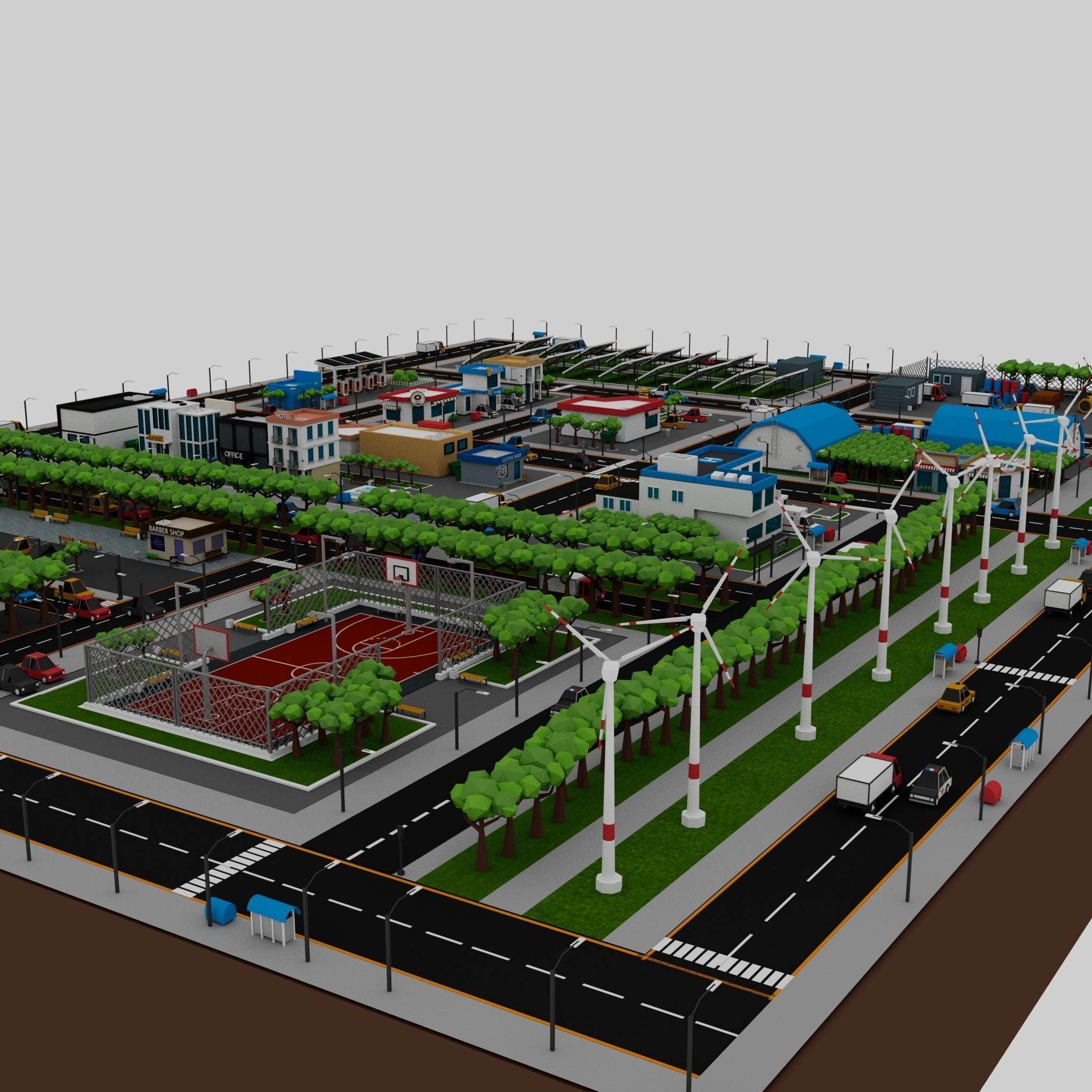 360 Low Poly Cartoon City Models Low-poly 3D model_9