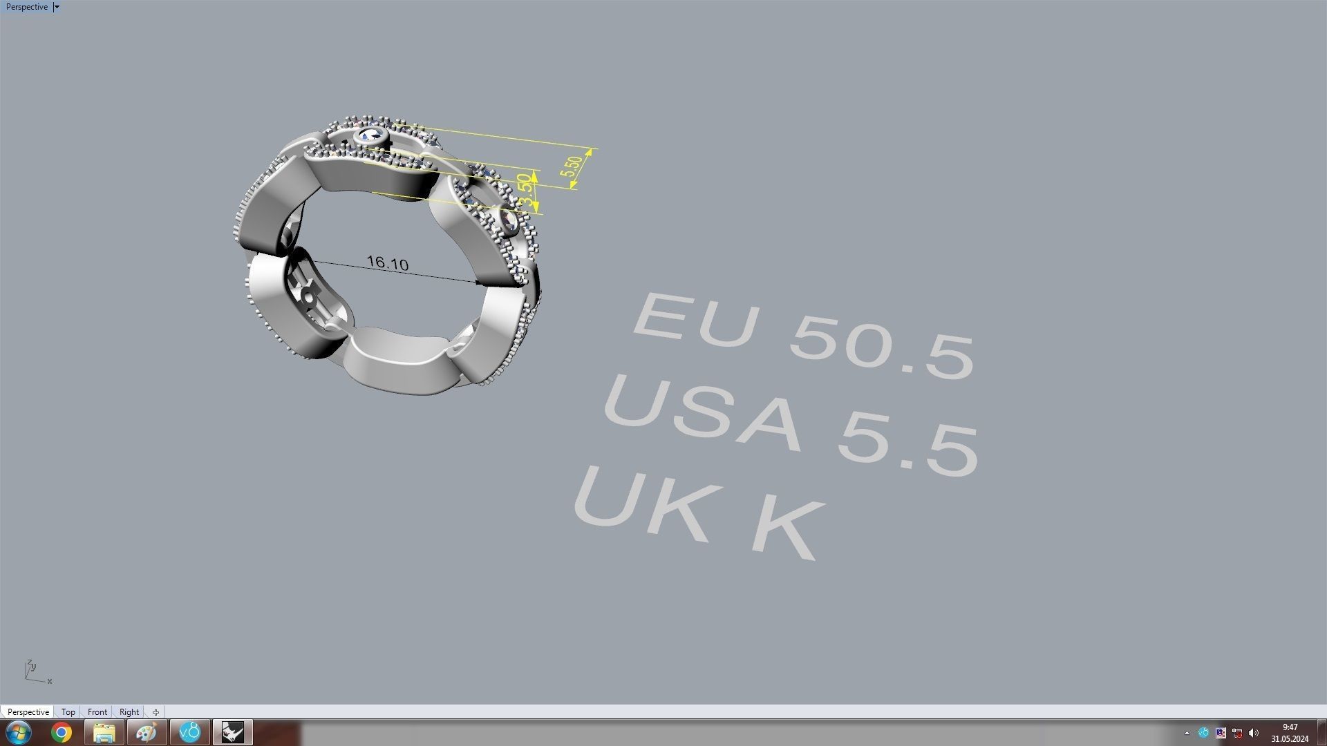 Moving Diamonds Paved Ring 16 1mm 3D print model_10
