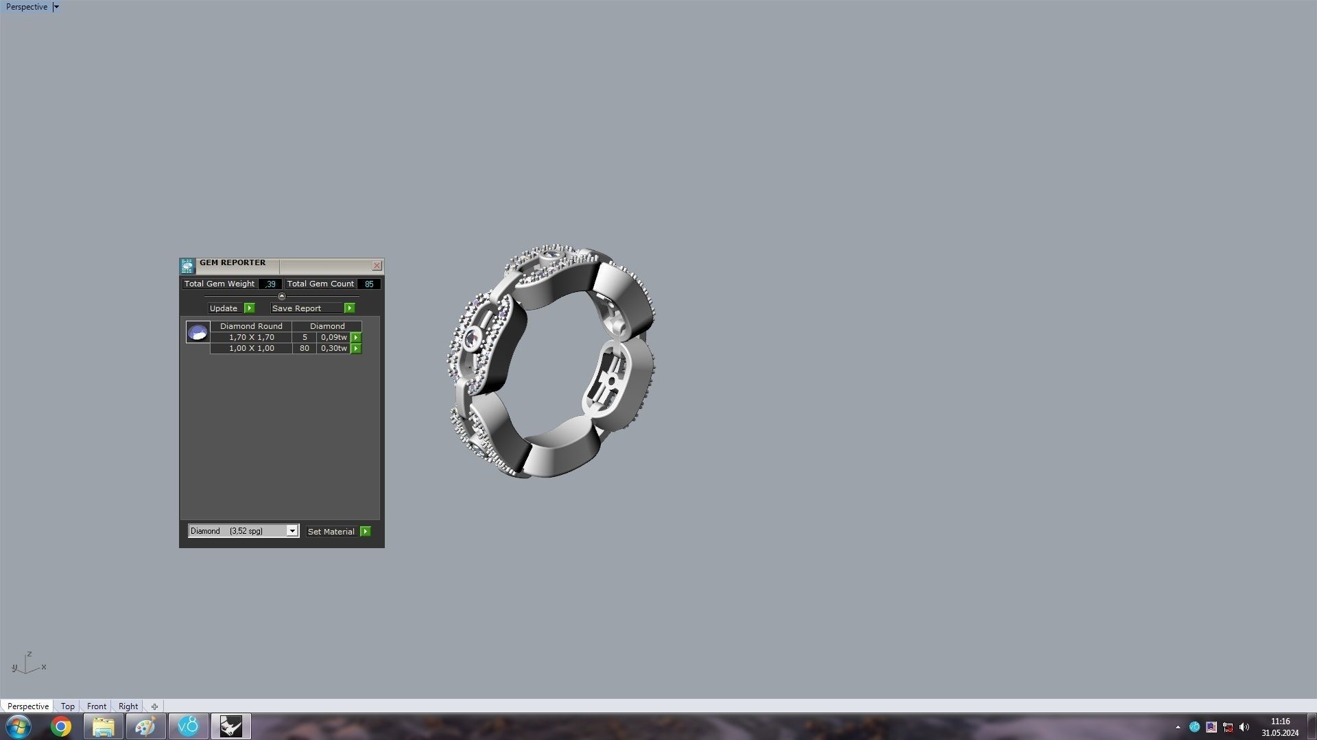 Moving Diamonds Paved Ring 16 1mm 3D print model_14