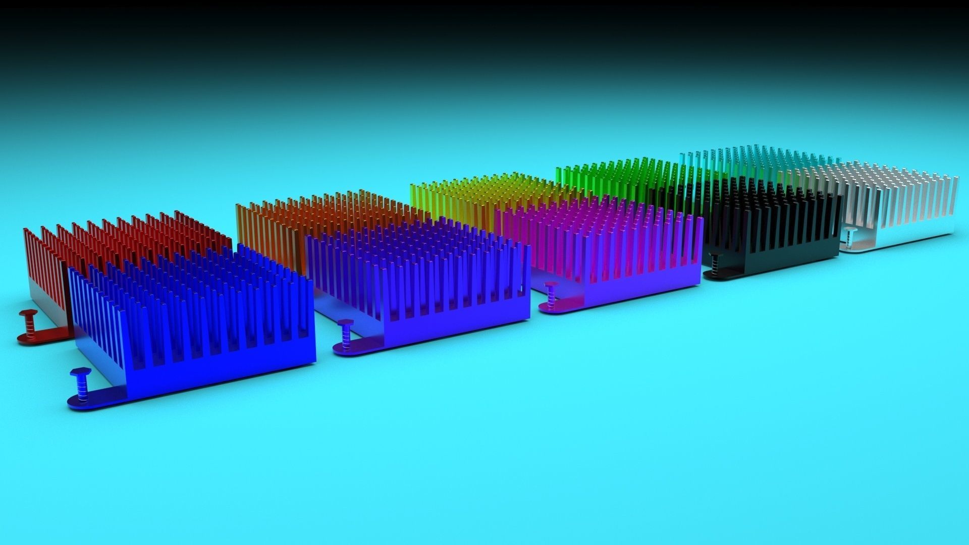 Colored Chipset Radiators Set 3D model_7