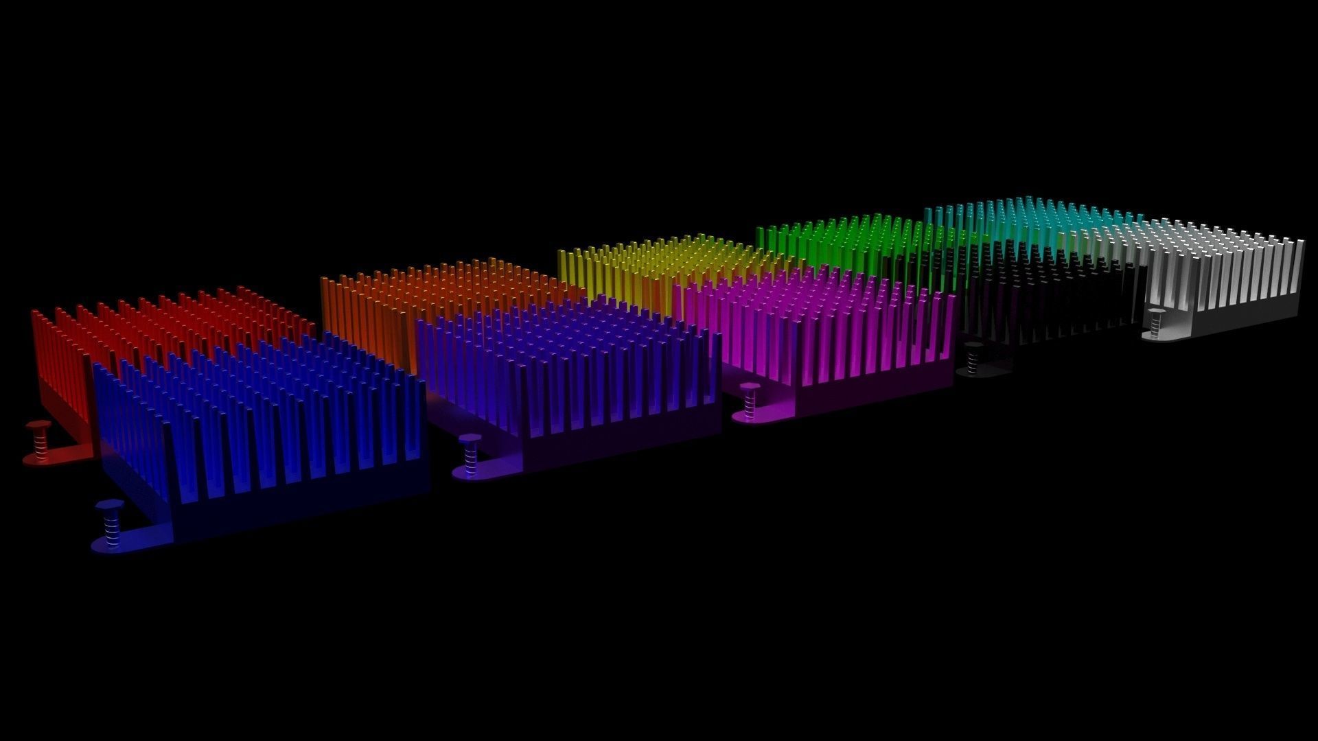Colored Chipset Radiators Set 3D model_8