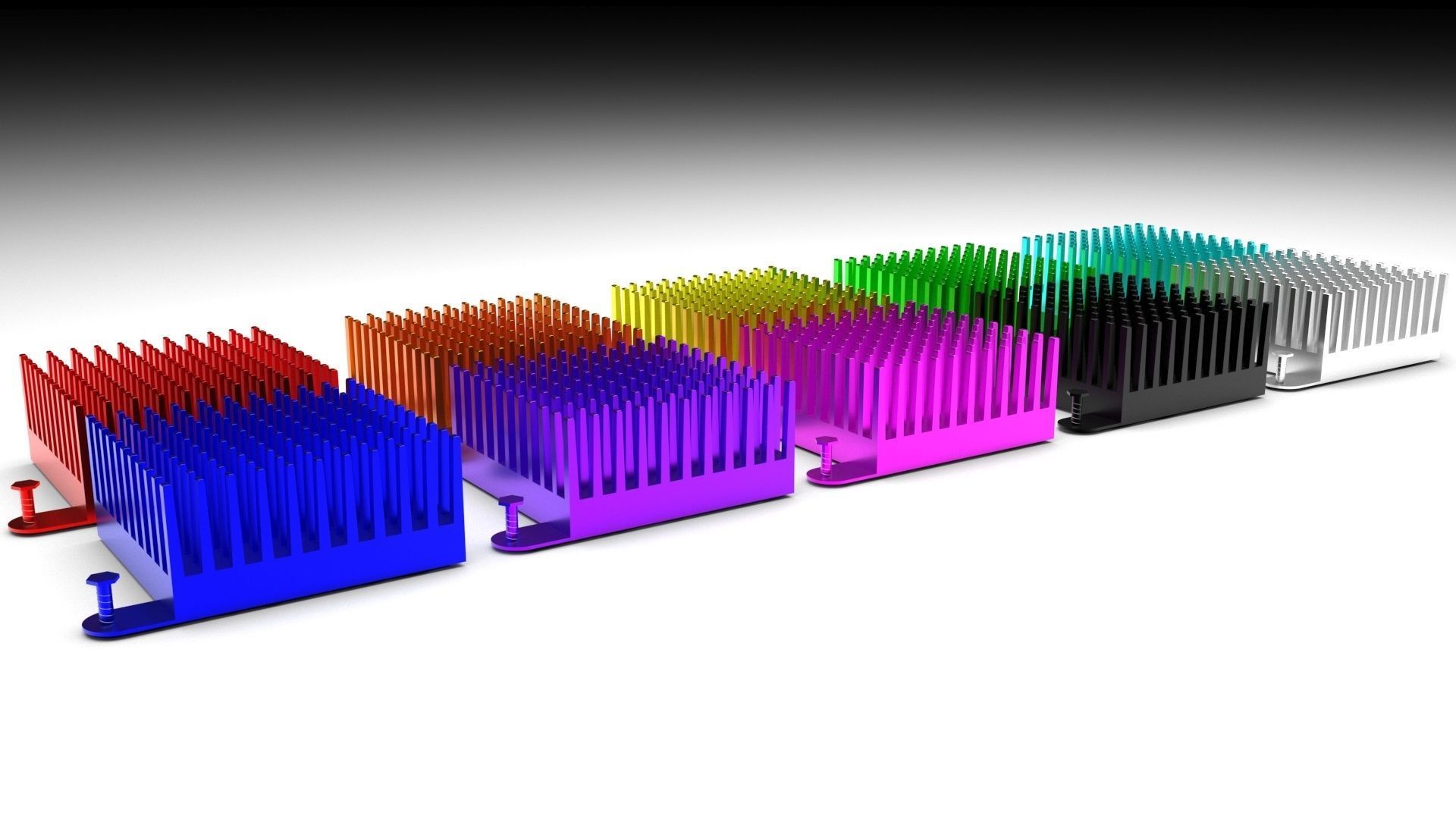 Colored Chipset Radiators Set 3D model_4