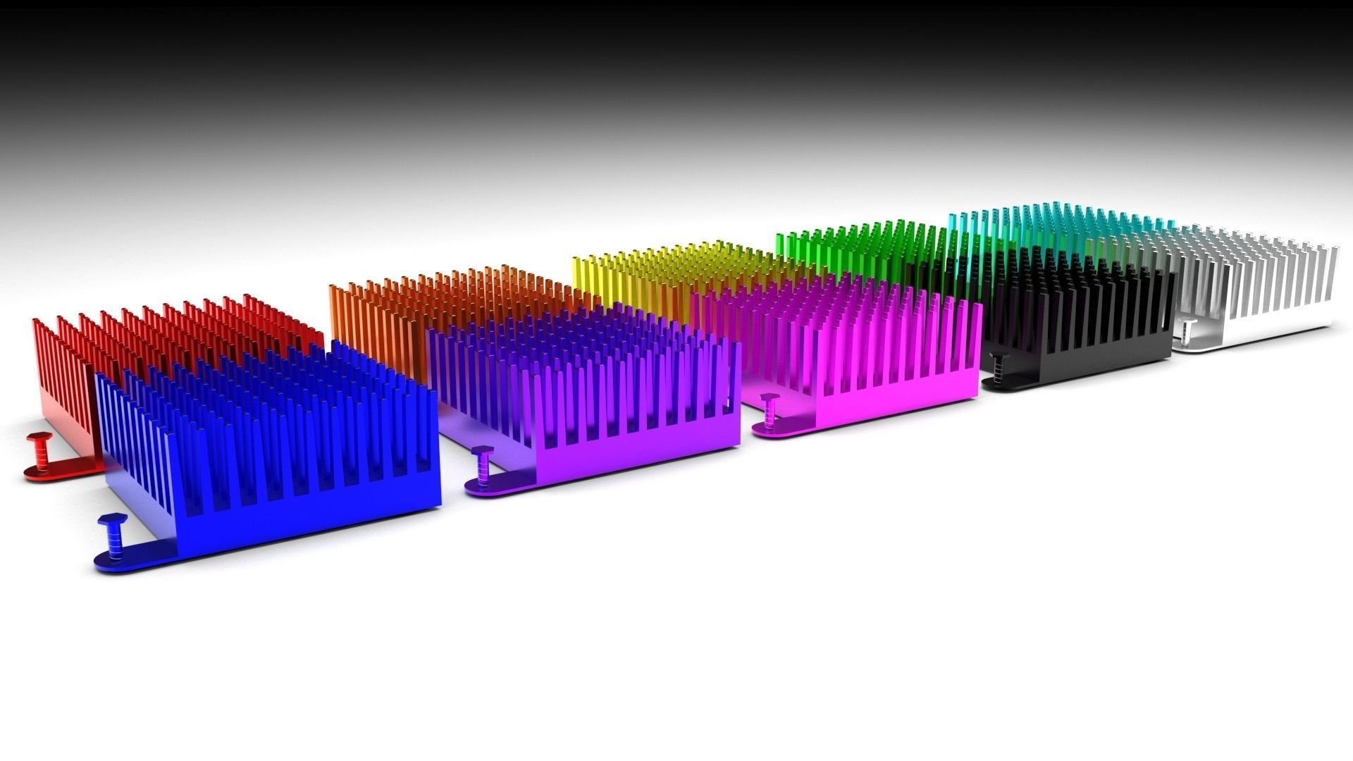Colored Chipset Radiators Set 3D model_6