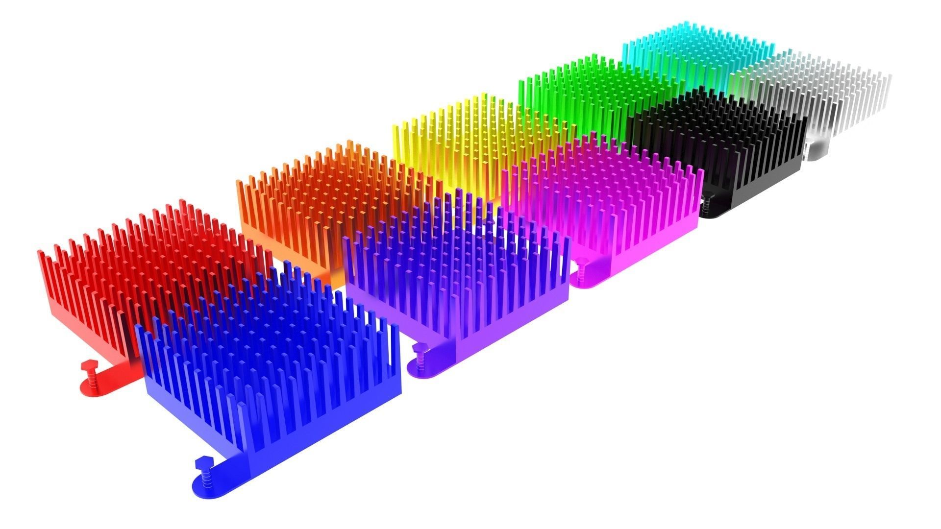 Colored Chipset Radiators Set 3D model_9