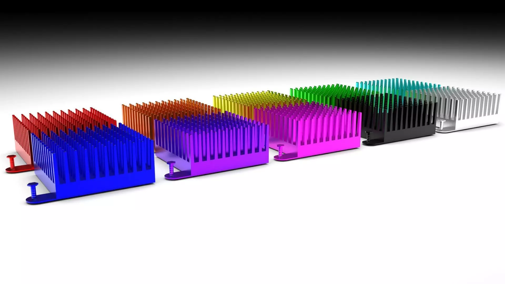 Colored Chipset Radiators Set 3D model_0