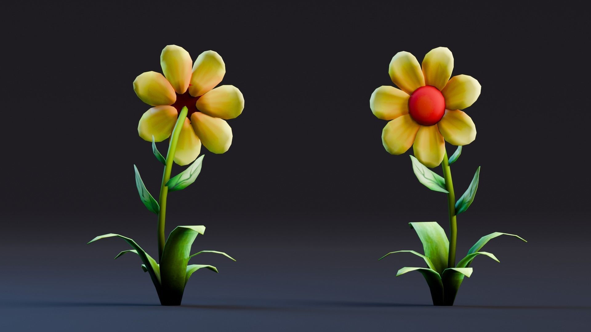Low poly - Stylized Game Items - Flower Low-poly 3D model_1