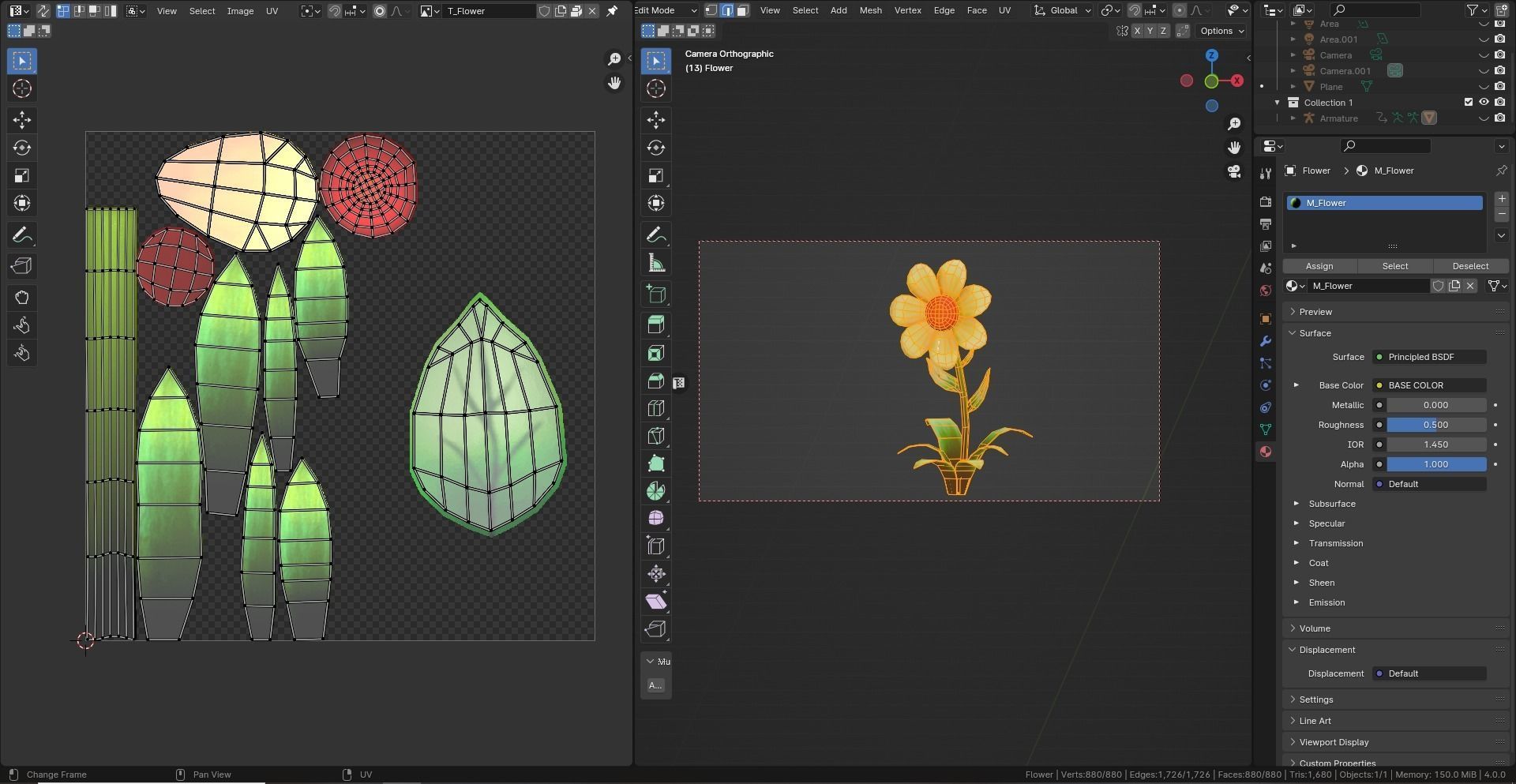 Low poly - Stylized Game Items - Flower Low-poly 3D model_8