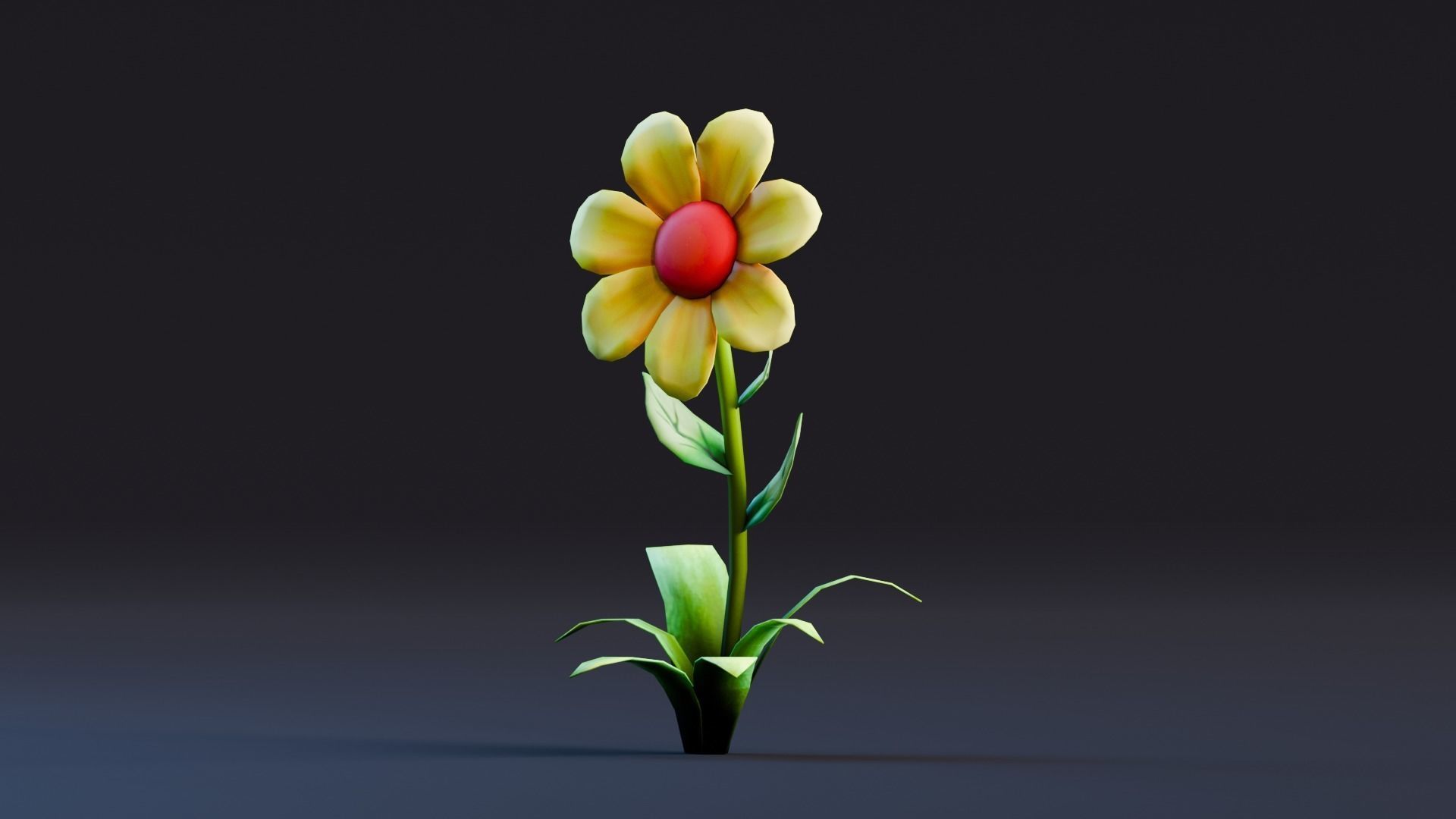 Low poly - Stylized Game Items - Flower Low-poly 3D model_2