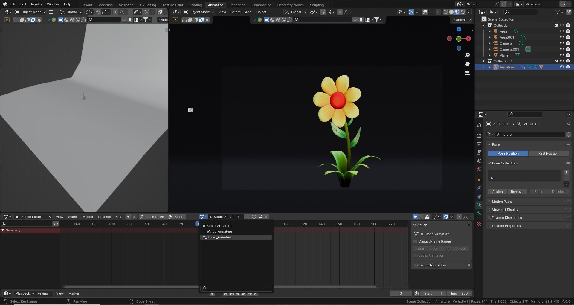 Low poly - Stylized Game Items - Flower Low-poly 3D model_5