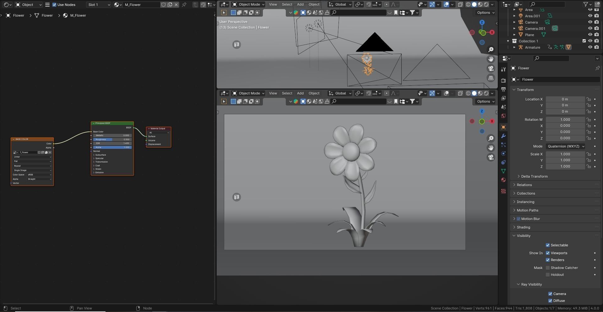 Low poly - Stylized Game Items - Flower Low-poly 3D model_7